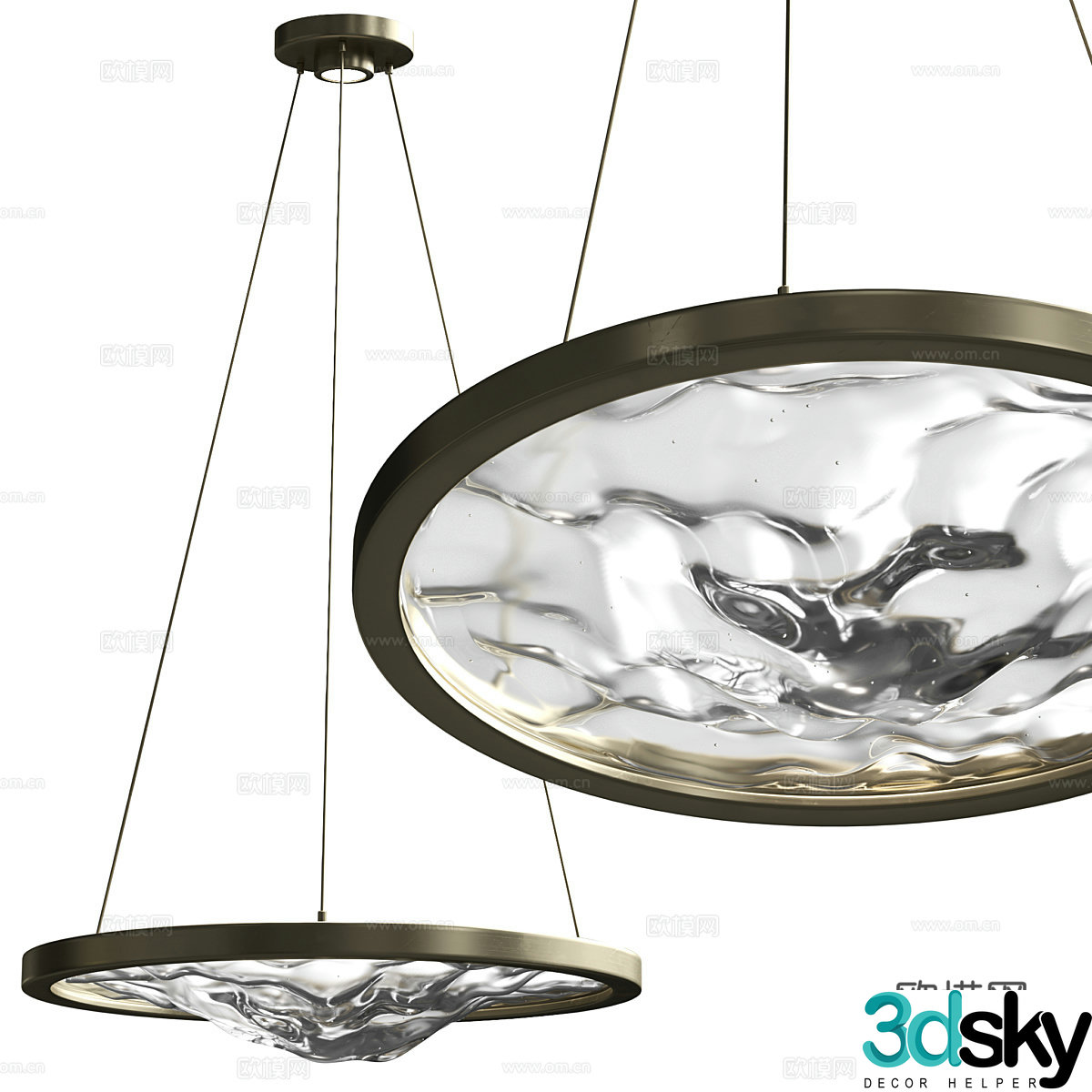 New Chinese style light luxury decorative chandelier 3D model