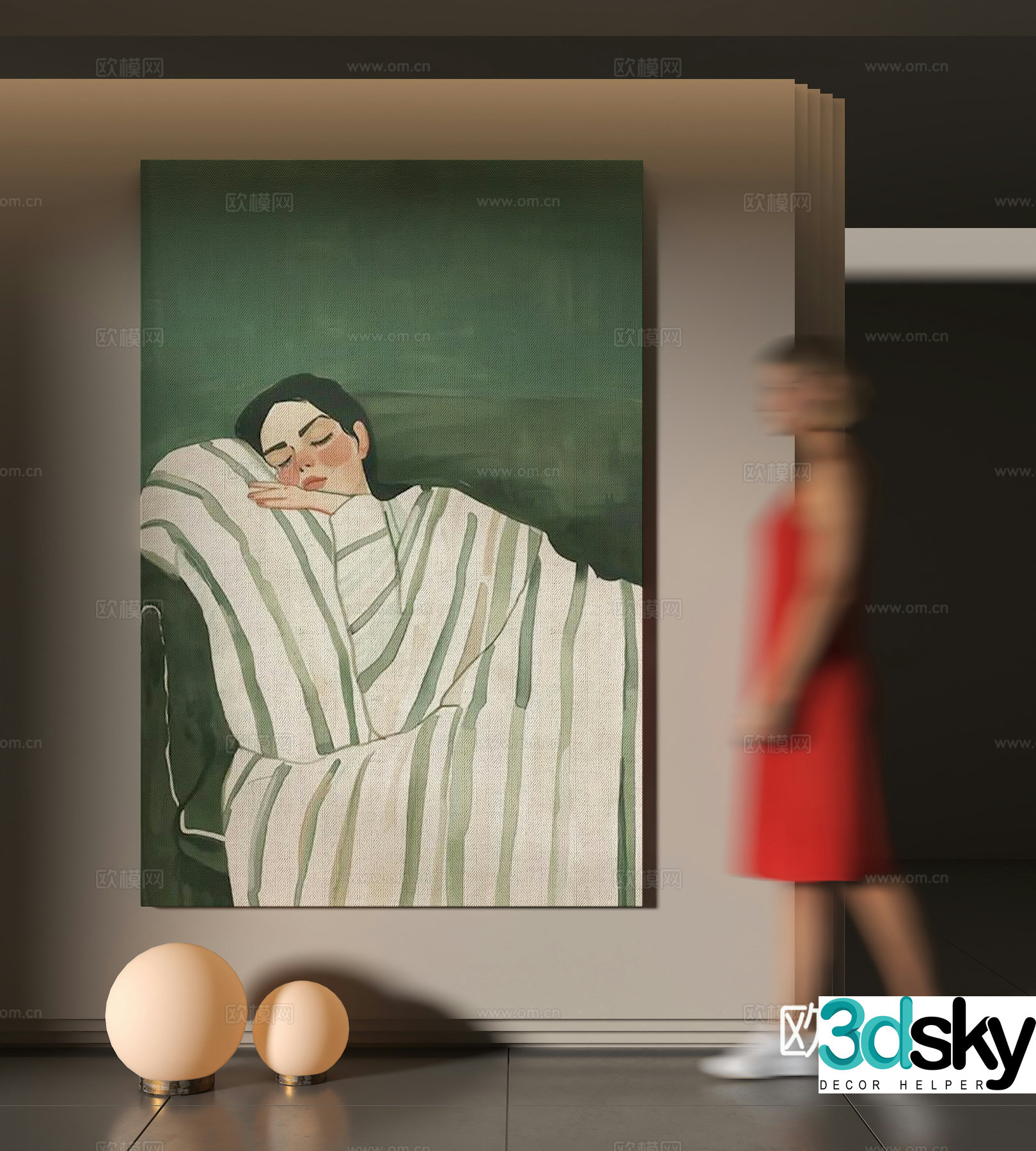 Modern art painting exhibition hall 3d model