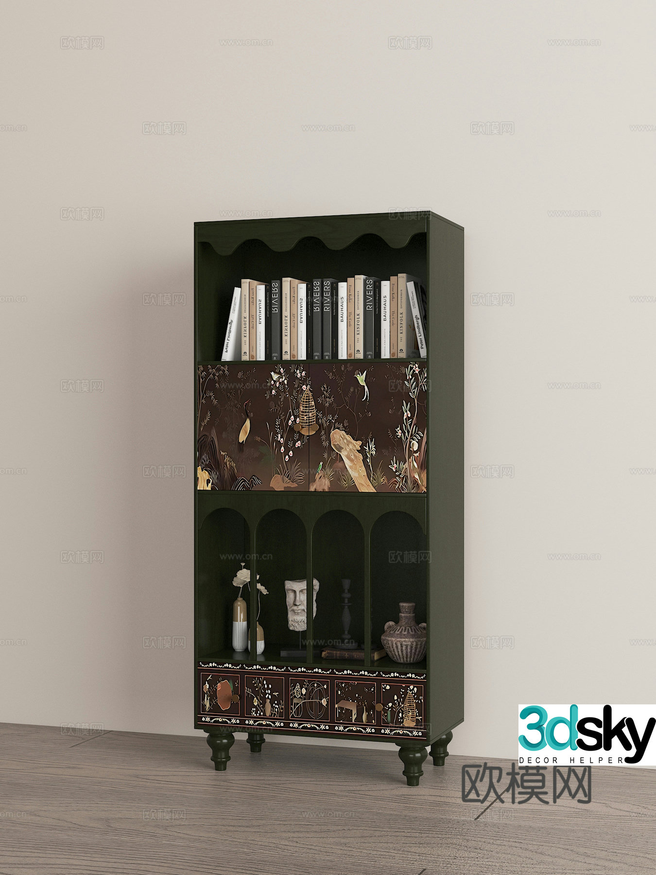 French retro bookcase 3d model