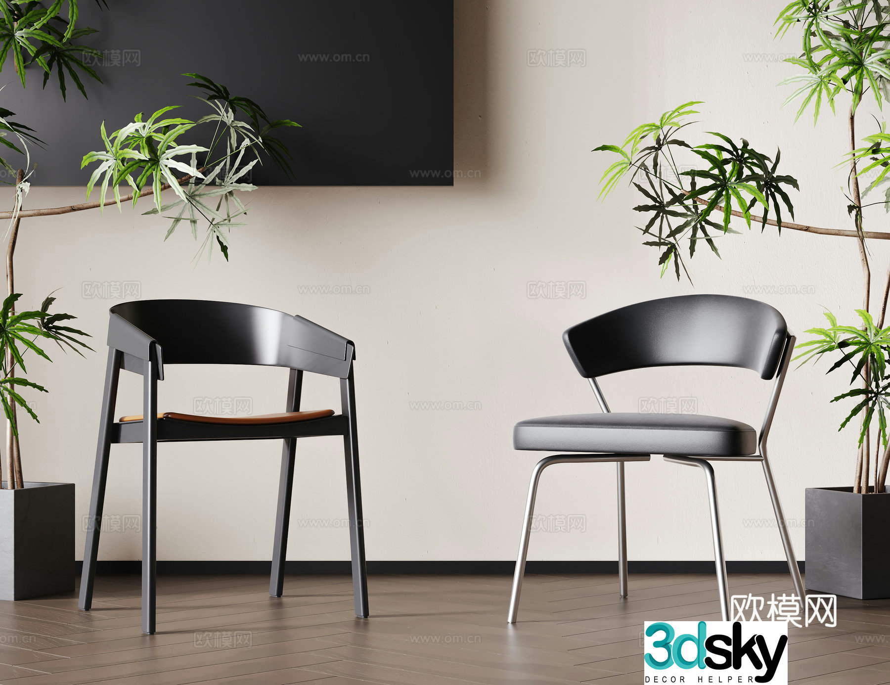 Modern single chair dining chair leather dining chair book chair dressing chair stainless steel dining chair 3d model