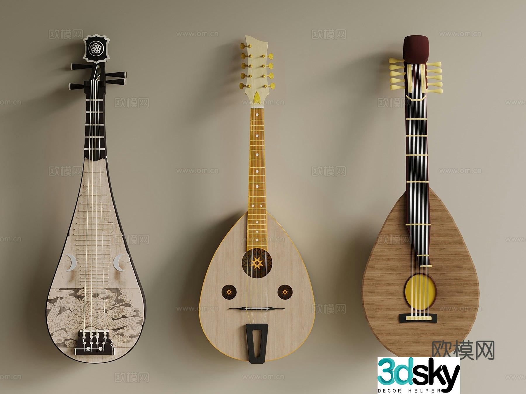 musical instrument pipa 3d model