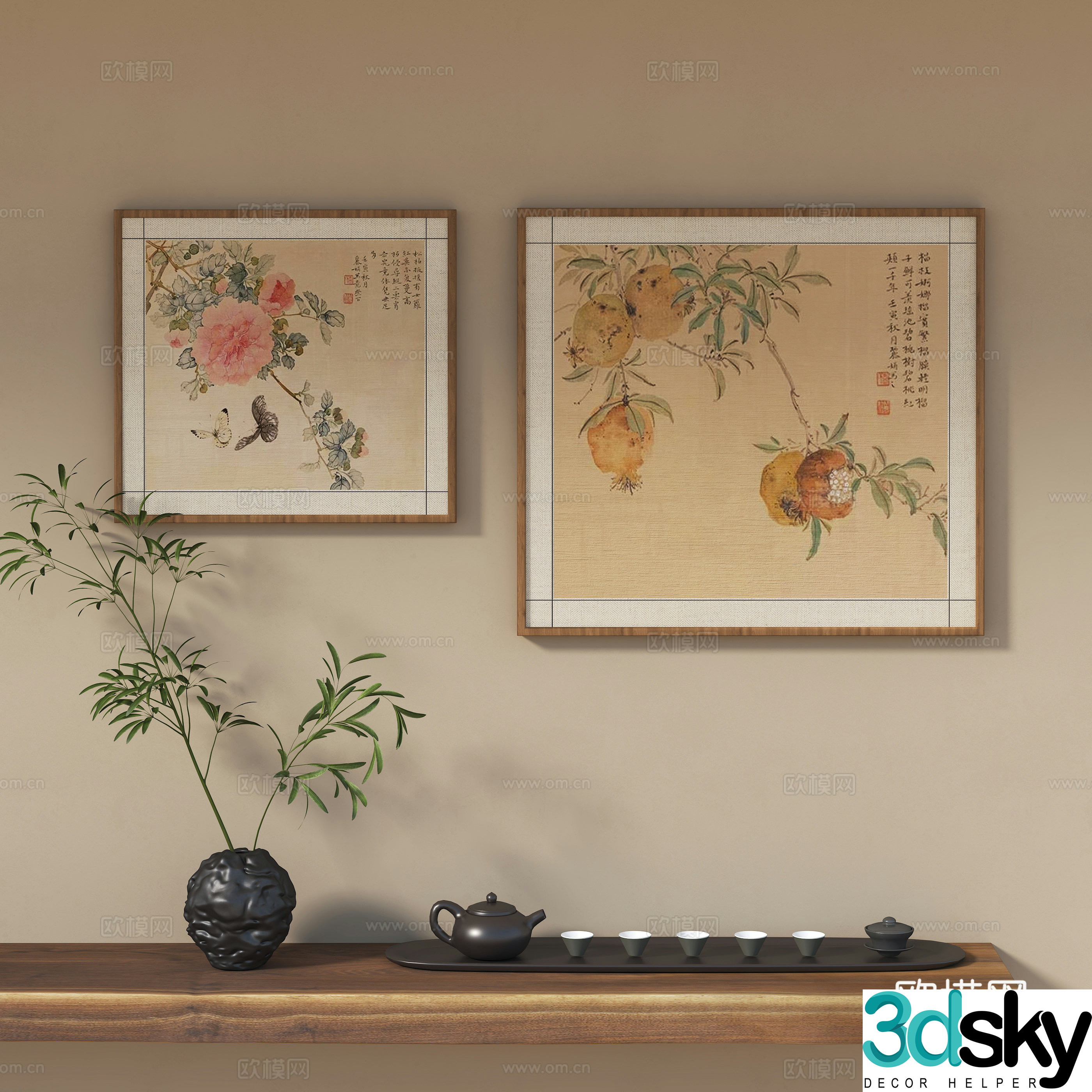 Chinese decorative painting 3d model