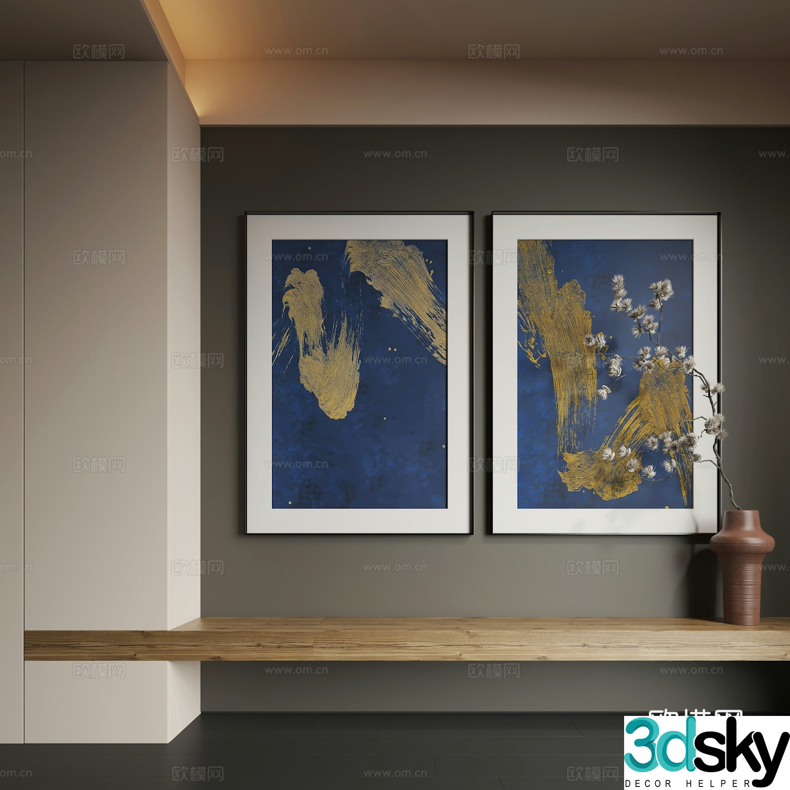 Modern hanging painting Modern abstract hanging painting Modern combination painting 3d model