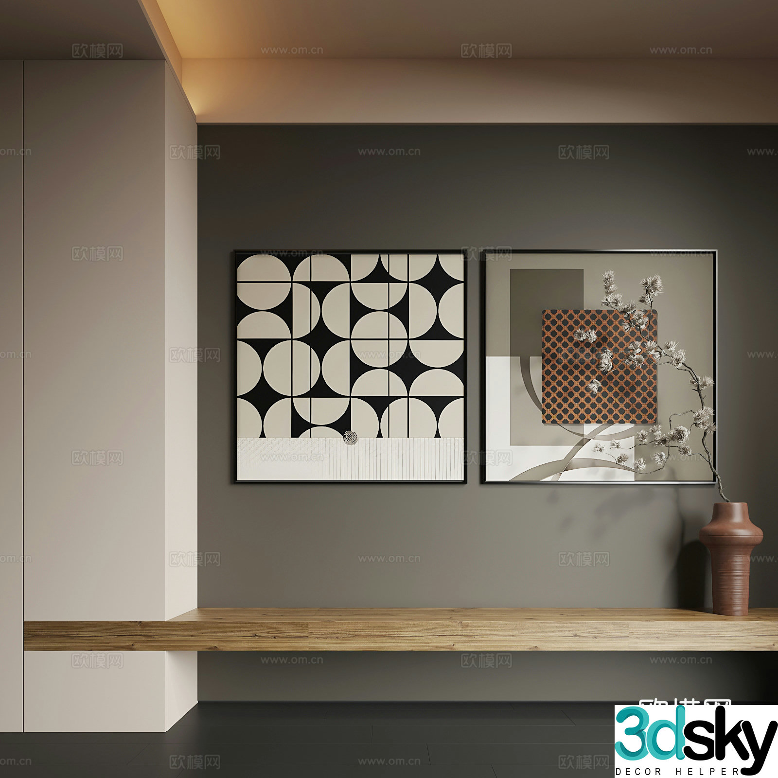 Modern hanging painting Modern abstract hanging painting Modern combination painting 3d model