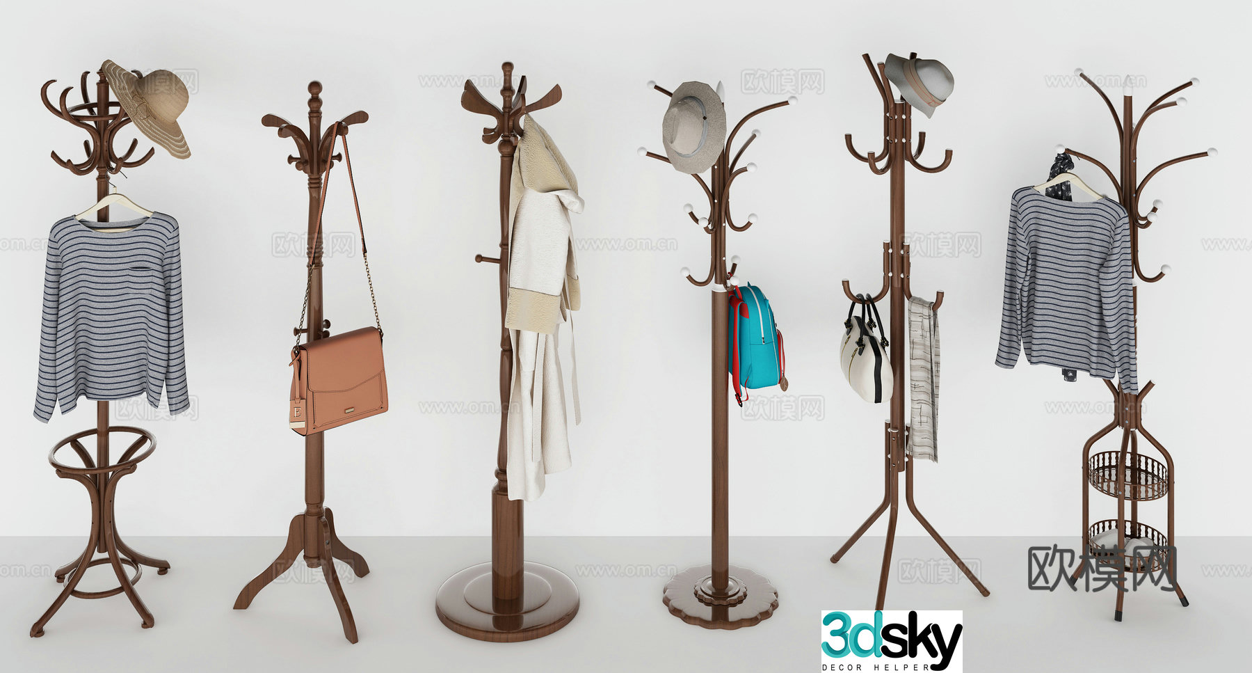 European style clothes hanger combination 3D model