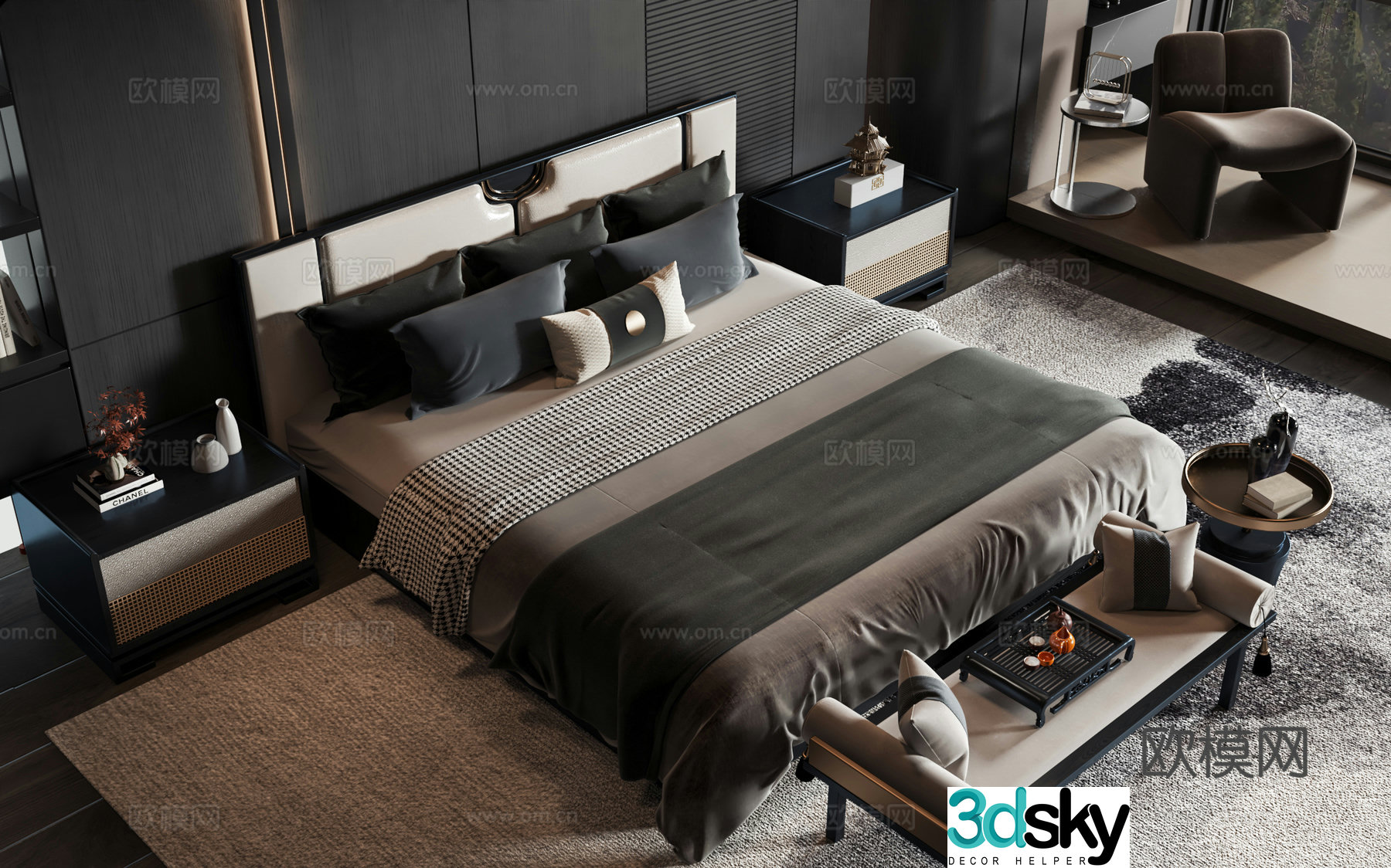 New Chinese style product bed 3D model