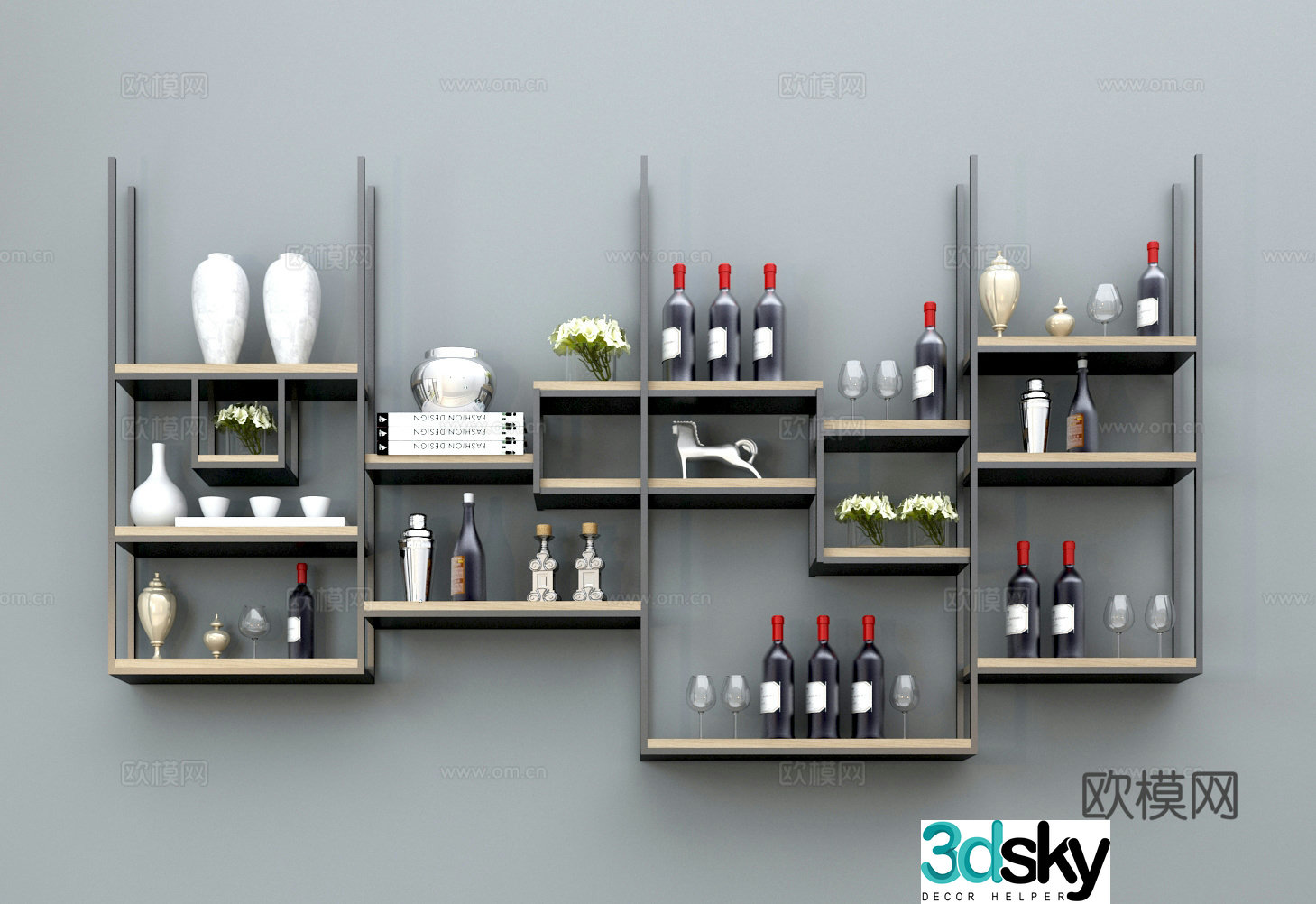Modern wine rack decorative wine rack 3d model