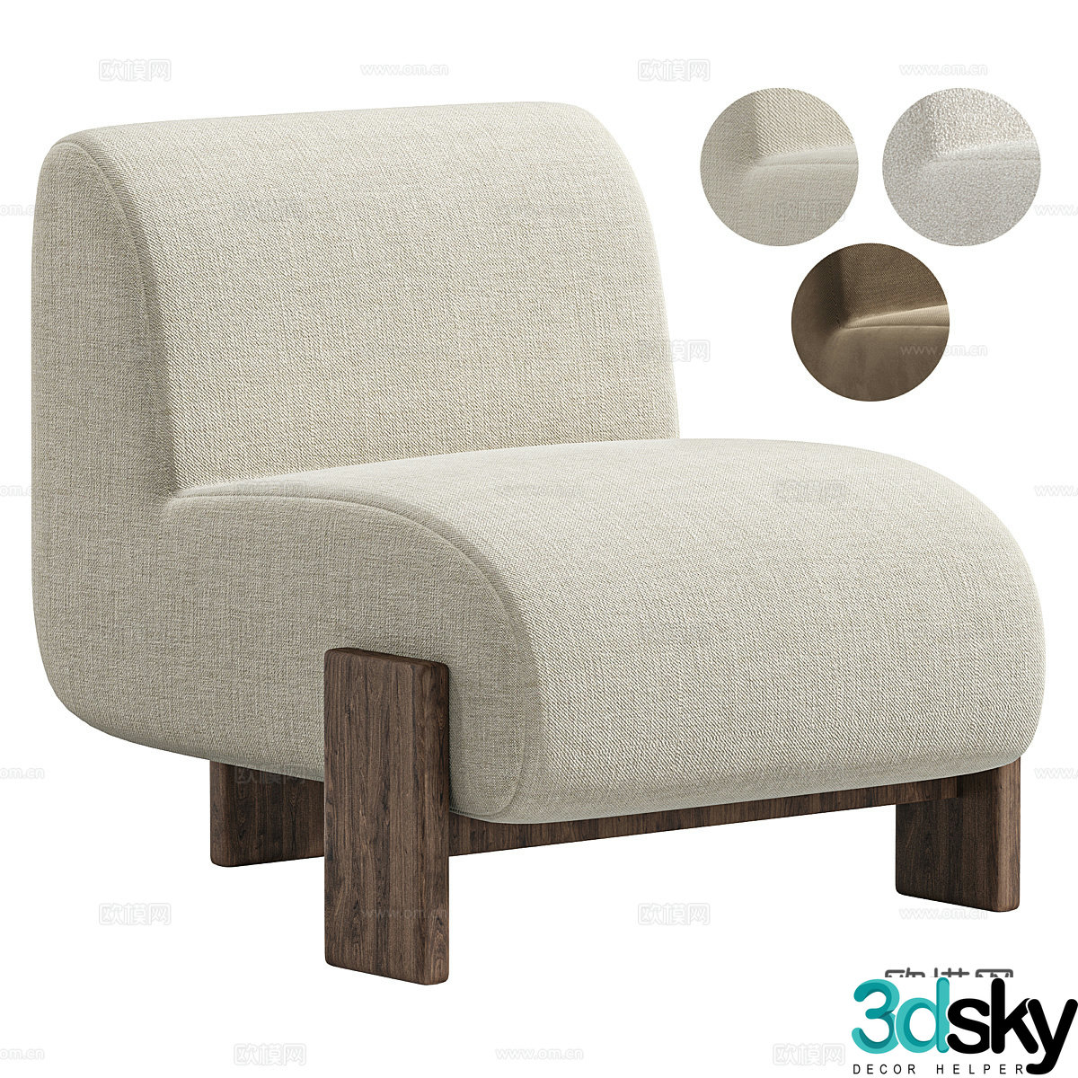 Modern Italian fabric sofa chair 3d model