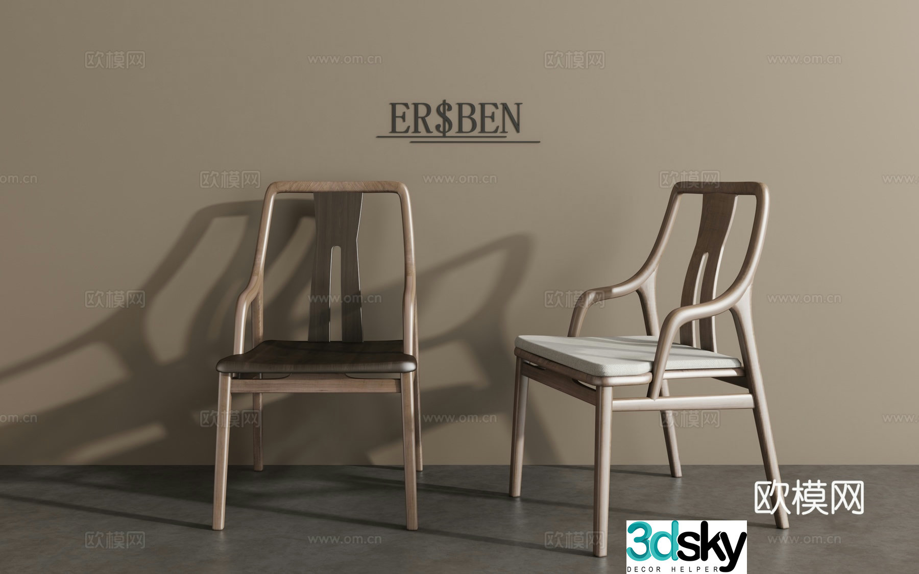 New Chinese dining chair leisure chair 3d model