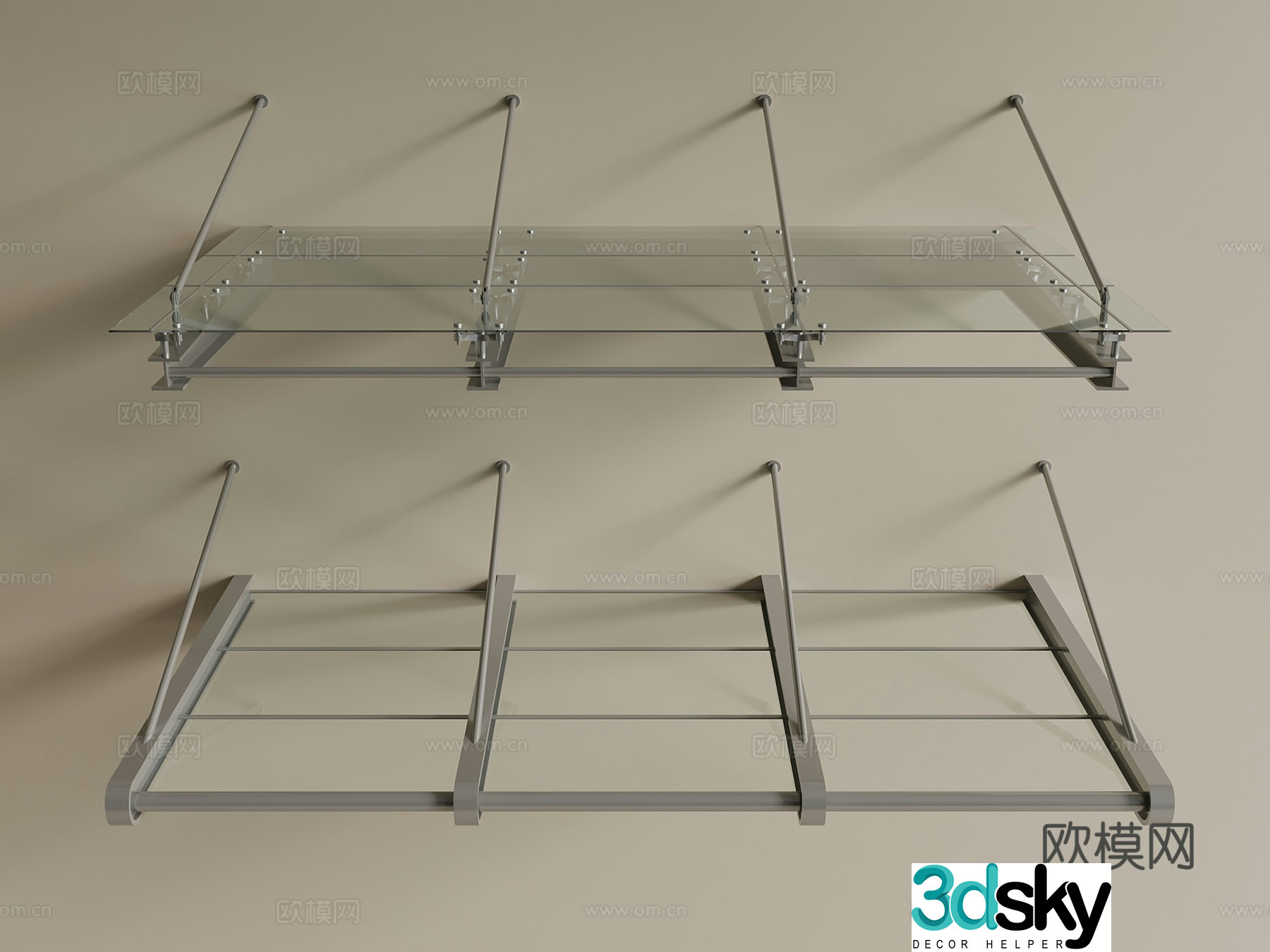 Modern New Chinese Style Awning Awning Retractable Awning Glass Awning Household 3D Model
