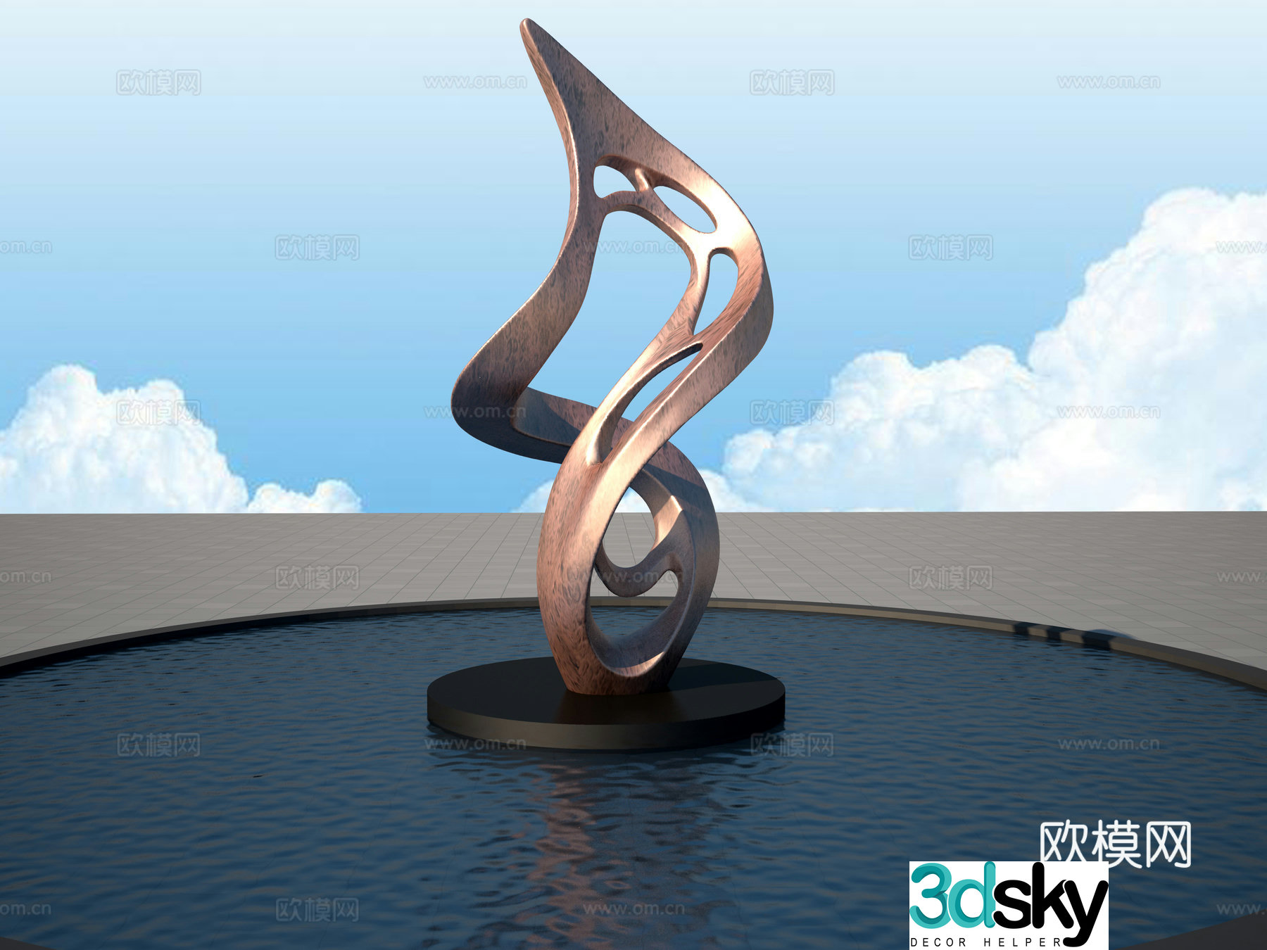Abstract copper decorative sculpture ornament 3d model