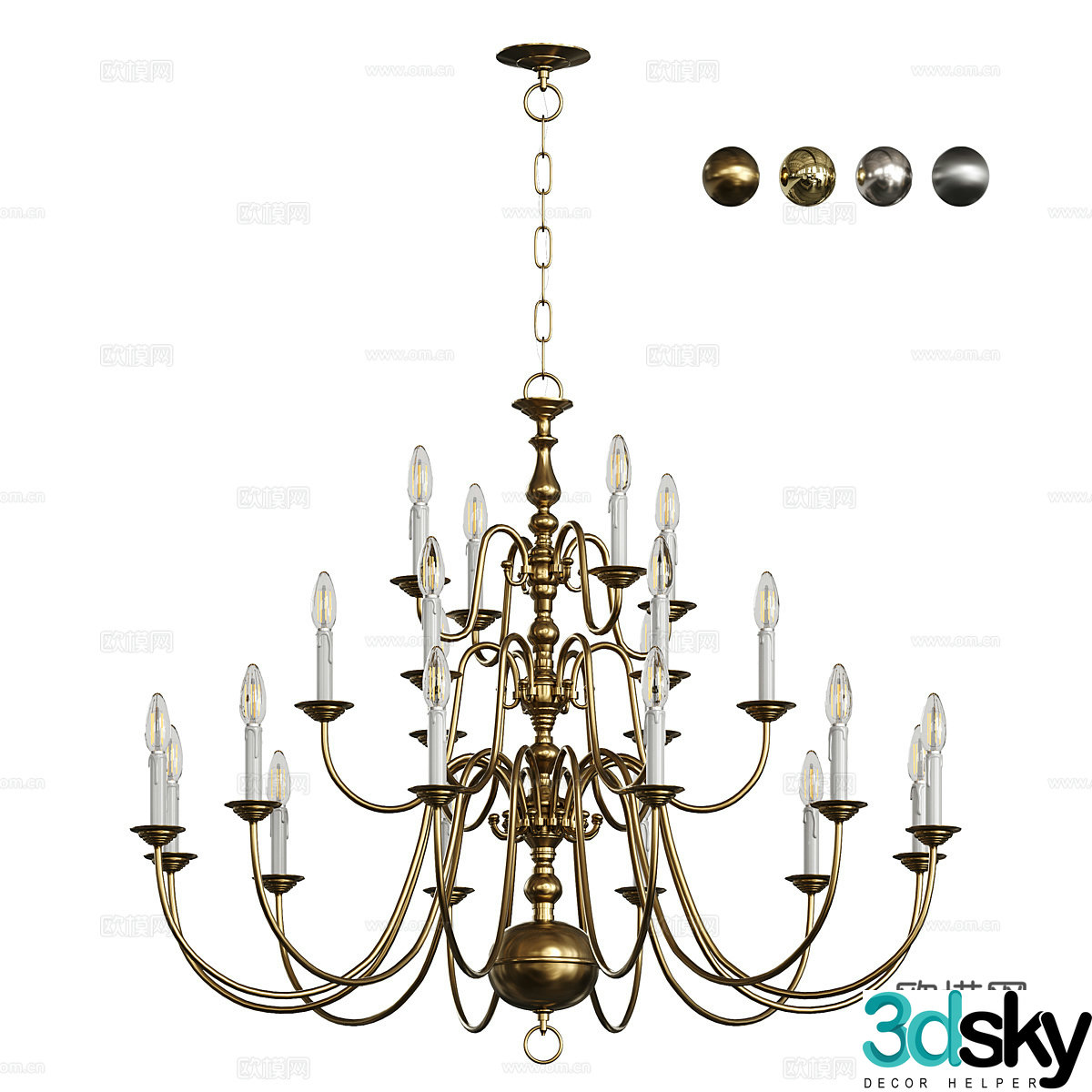 French light luxury decorative chandeliers 3D model