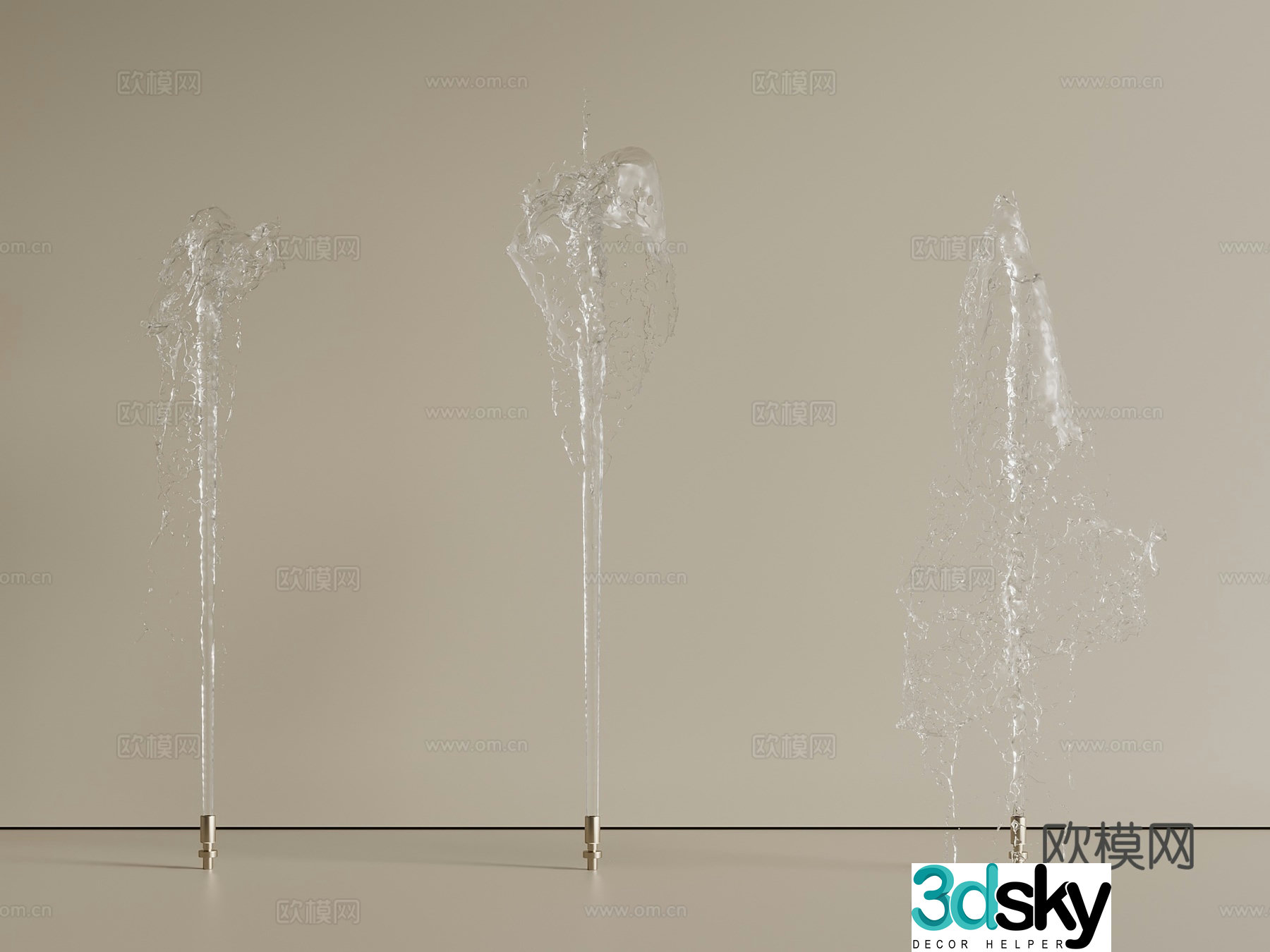 New Chinese style modern fountain waterscape water system fountain flowing water 3d model