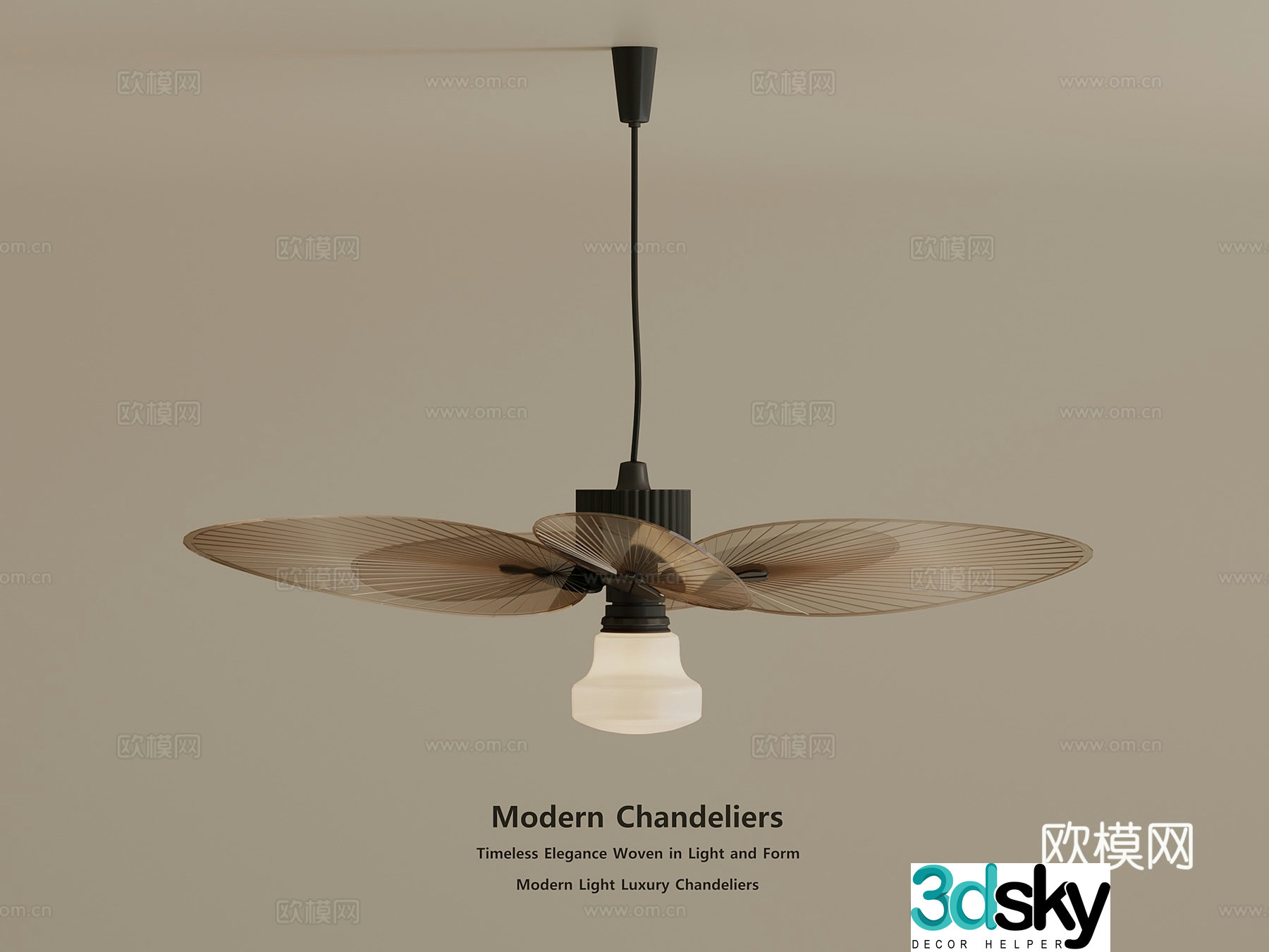 Light luxury medieval fan light fan light restaurant chandelier decorative chandelier art chandelier 3D model