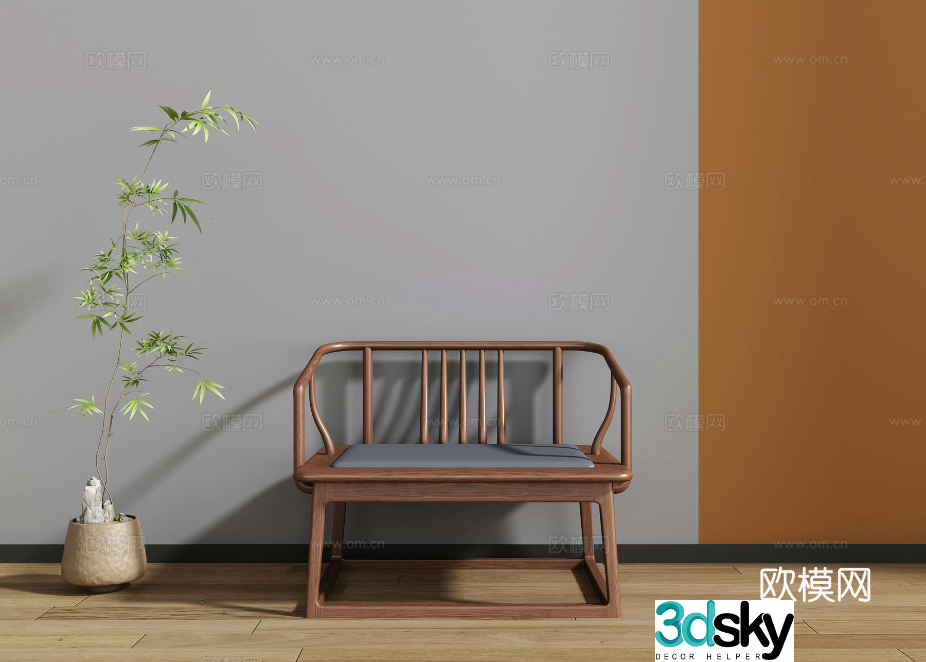 New Chinese Zen Chair 3D Model