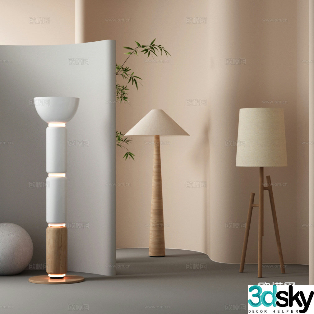 Wai Sad Floor Lamp Combination 3D Model
