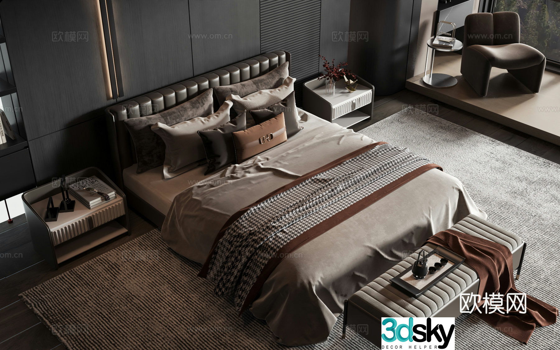 New Chinese style product bed 3D model