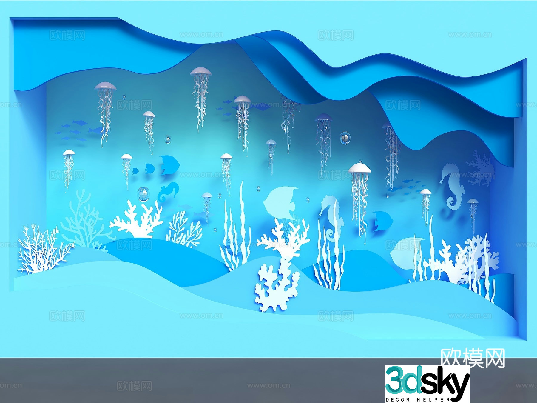 Modern window beauty exhibition ocean decoration window underwater world beauty exhibition summer ocean beauty exhibition beautiful 3d model