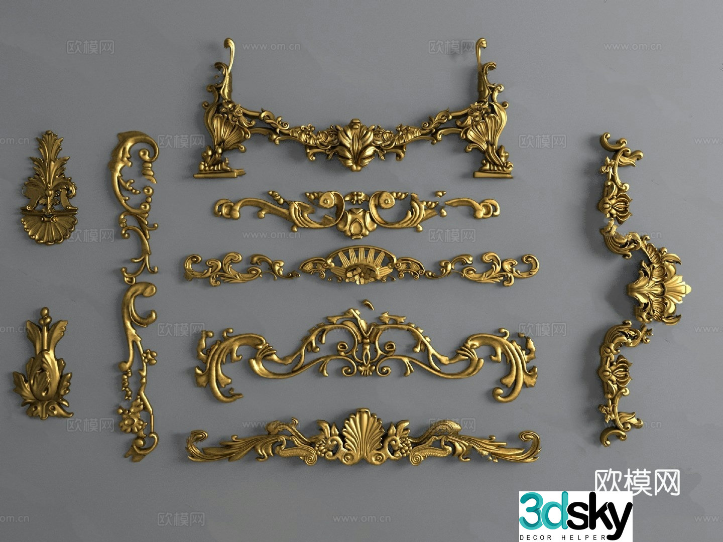 European carving and carving model 3d model