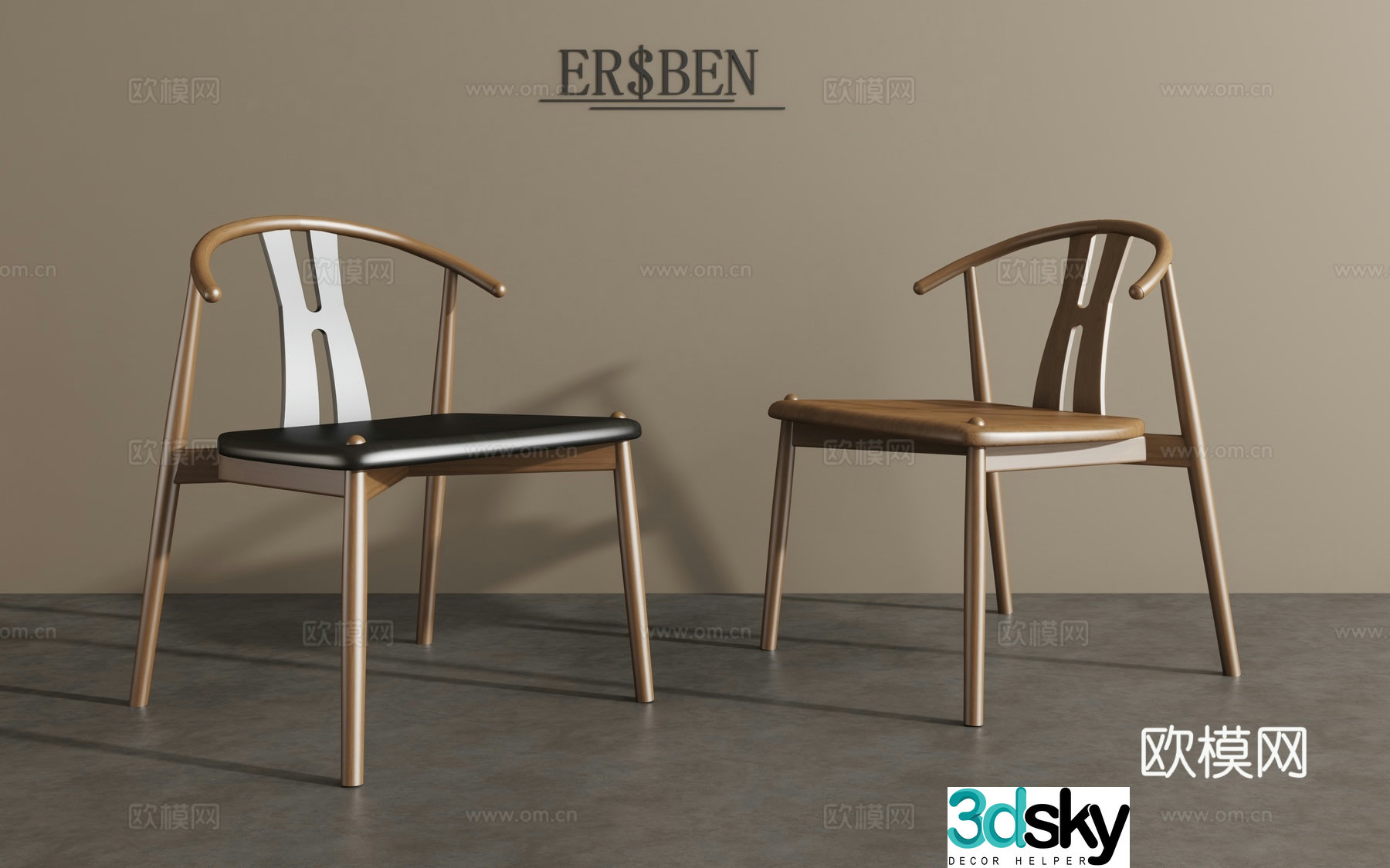 New Chinese dining chair leisure chair 3d model