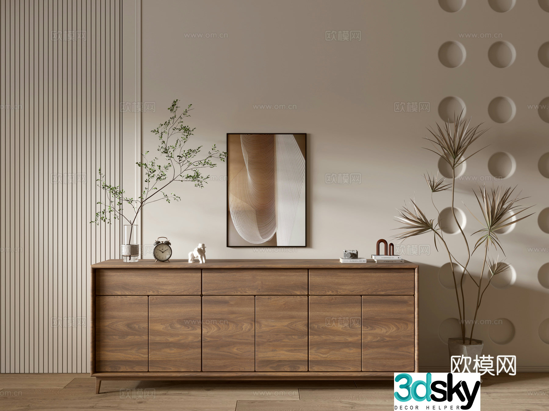 Modern wood grain cabinet ins wind minimalist wind cabinet whole cabinet sideboard balcony cabinet storage 3D model