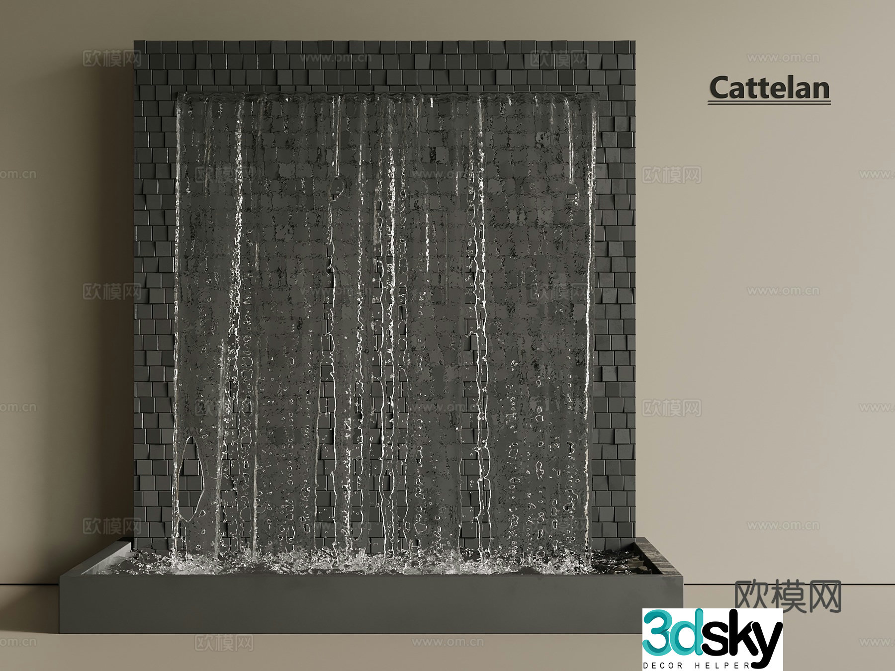 New Chinese style modern water curtain device water curtain waterscape fountain 3d model