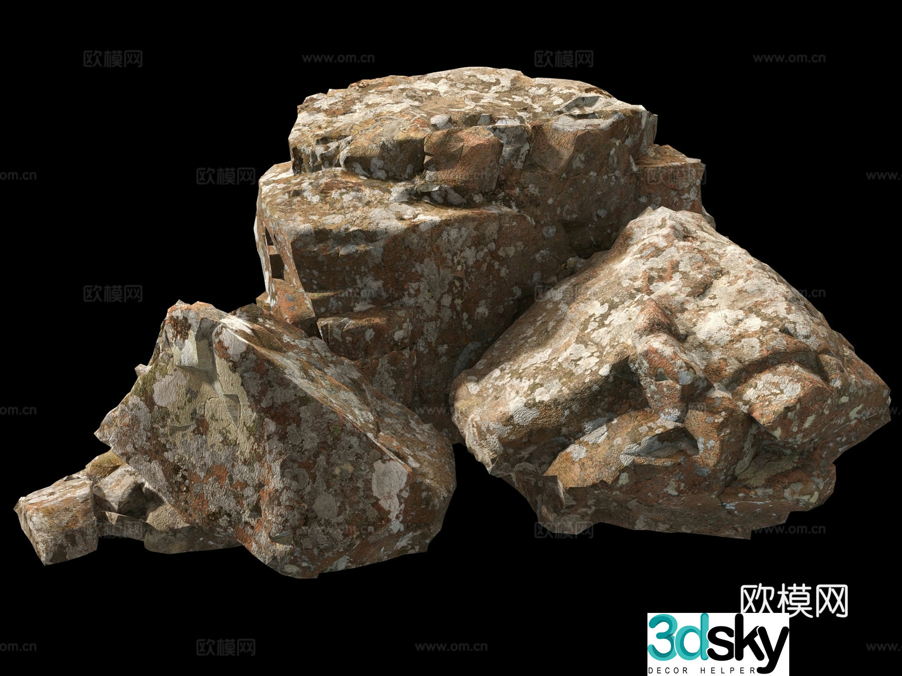 stone rock stone pile 3d model