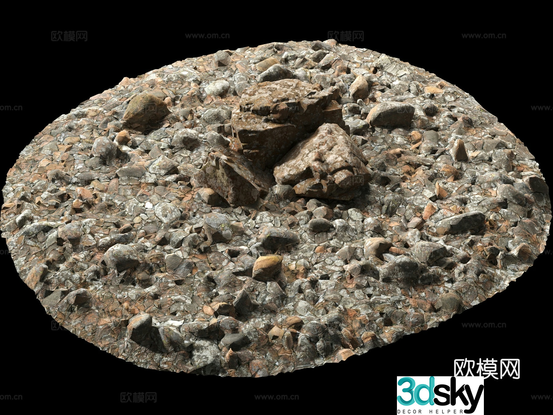 stone rock stone pile 3d model