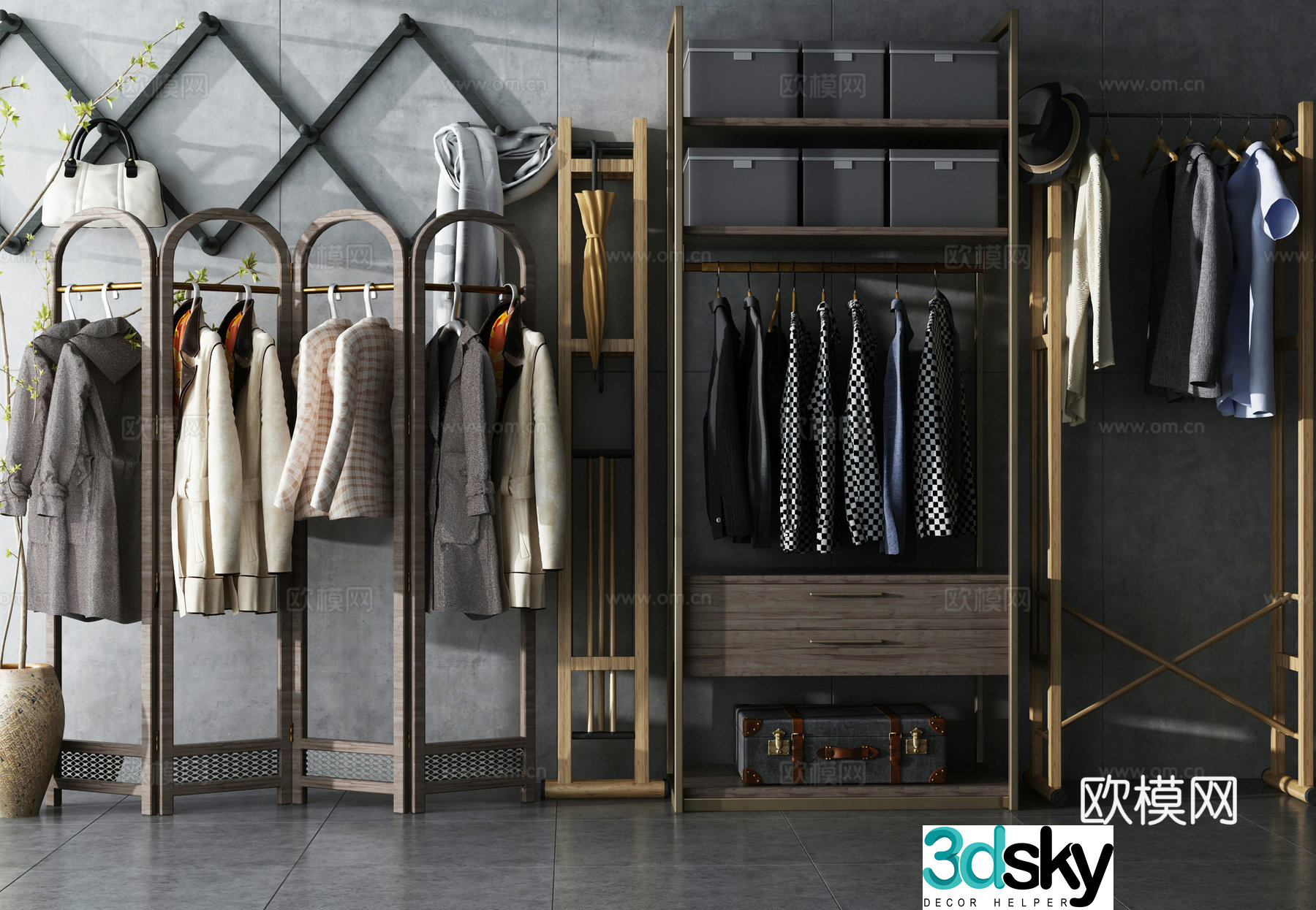 Nordic clothes rack mount combination 3D model
