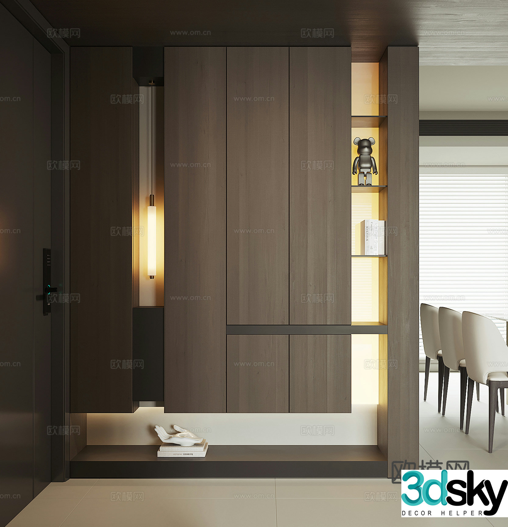 Modern home entrance shoe cabinet 3D model