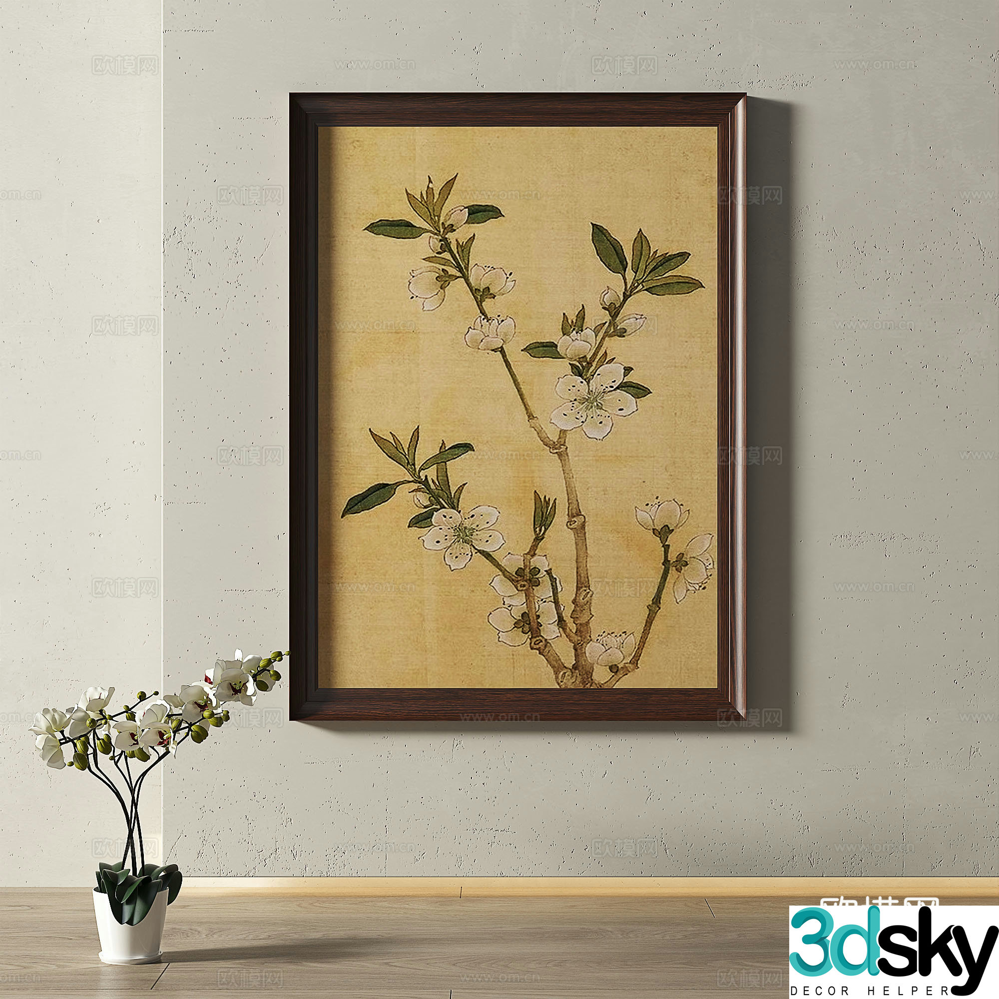 Retro medieval French modern light luxury simple decorative painting 3d model