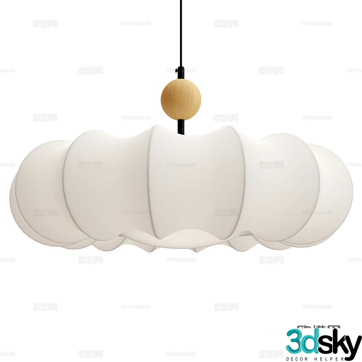 Japanese lantern chandelier 3d model