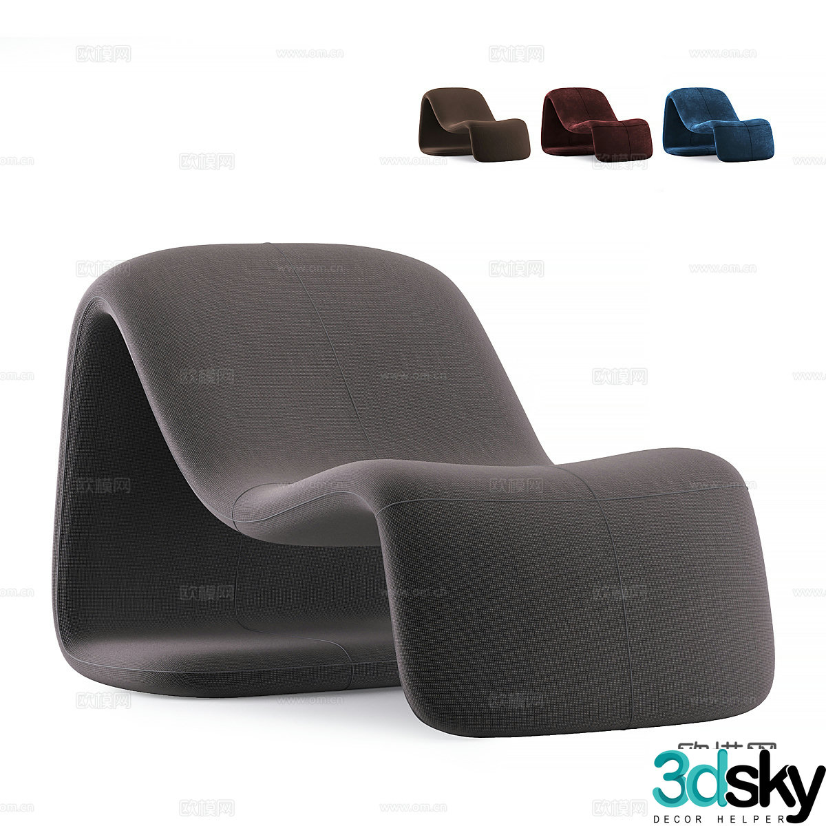 Modern Italian fabric lounge chair 3d model