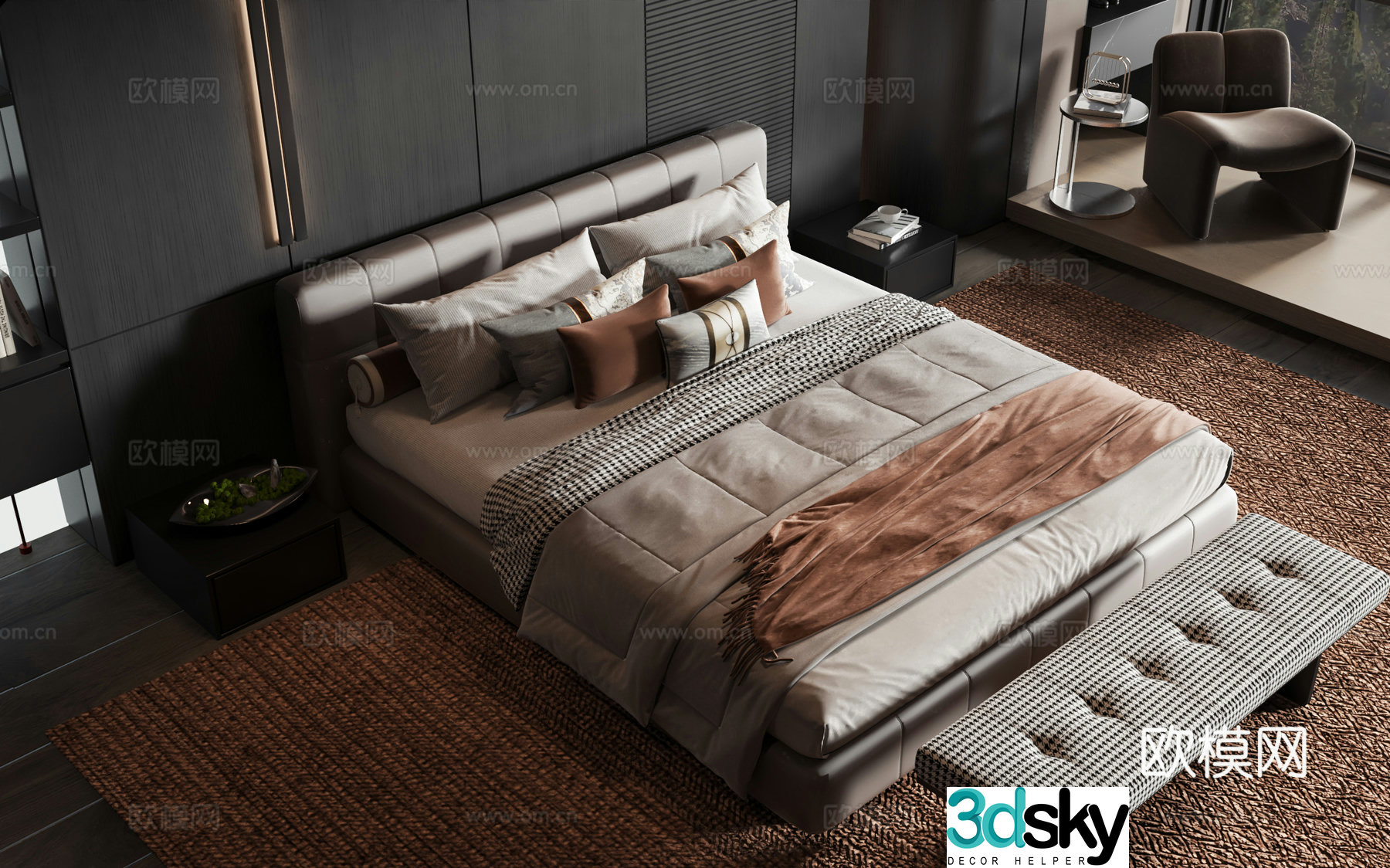 New Chinese style product bed 3D model