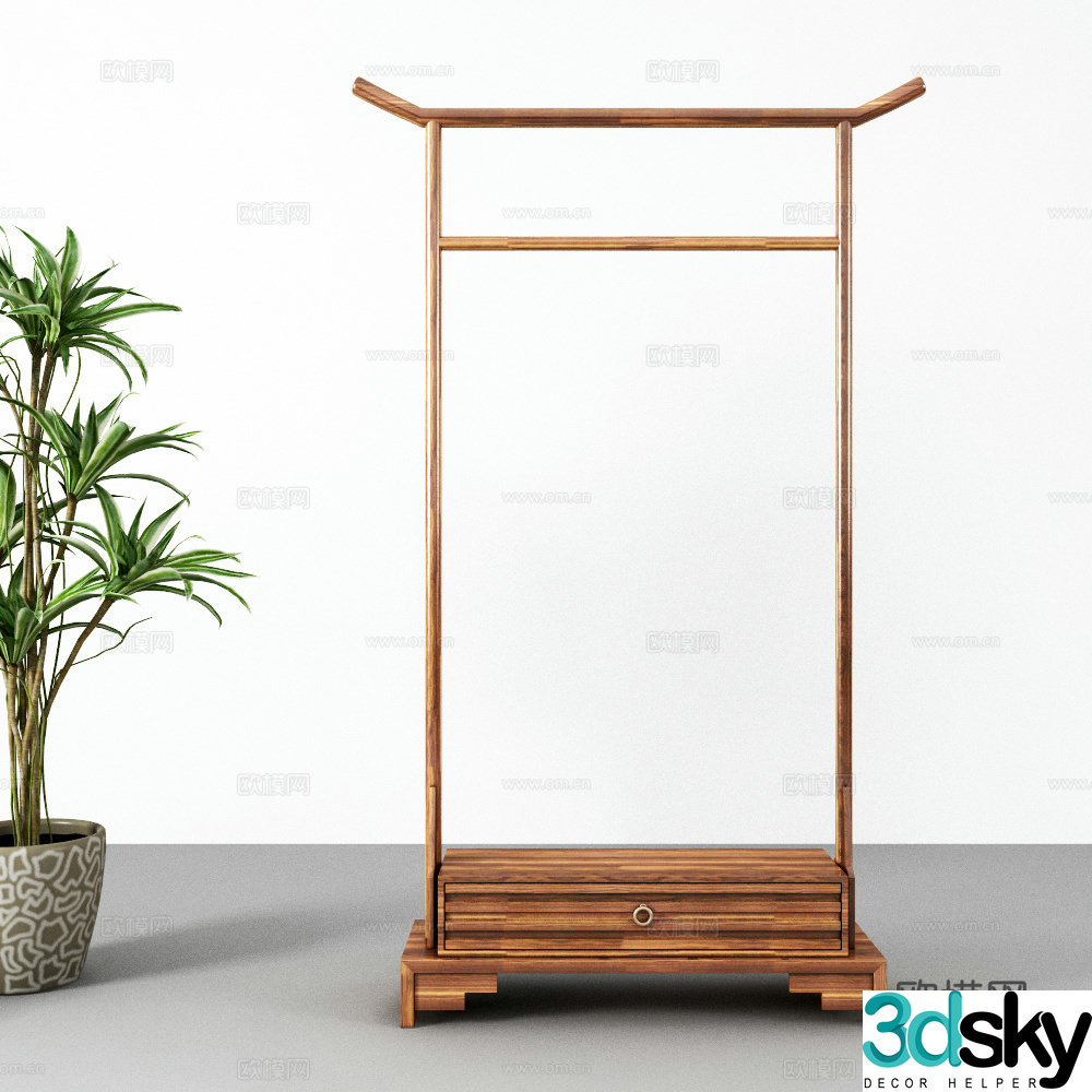 New Chinese style clothes hanger pot plant 3D model