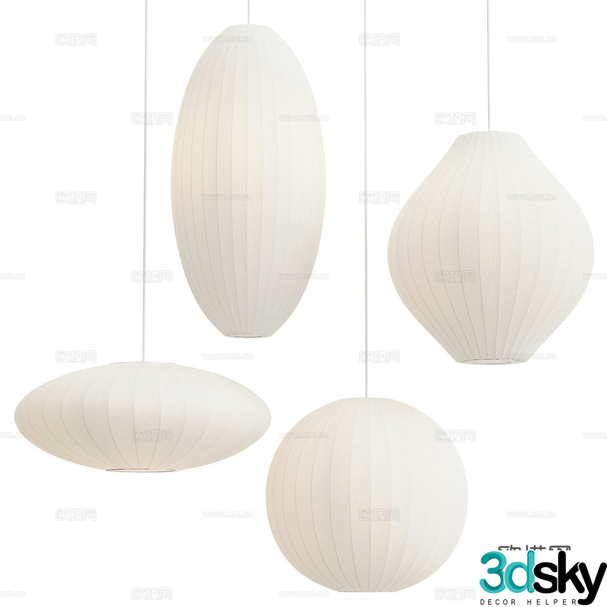New Chinese style Wasabi Lantern Chandelier 3D Model