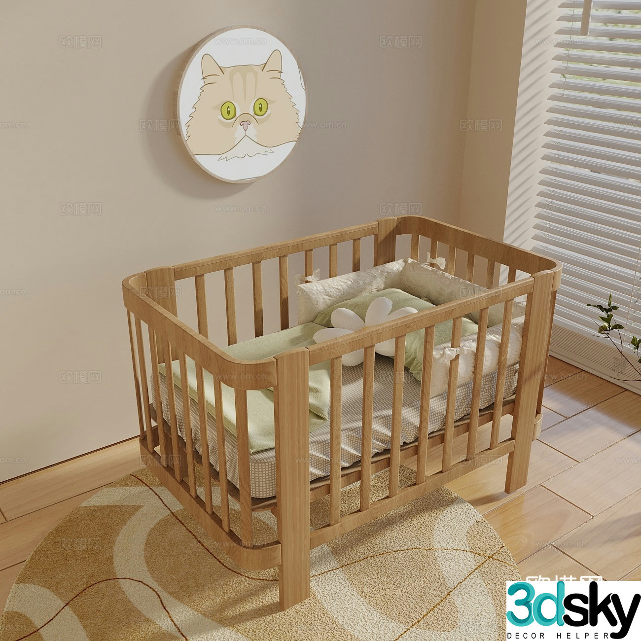 Modern log wind crib crib 3d model