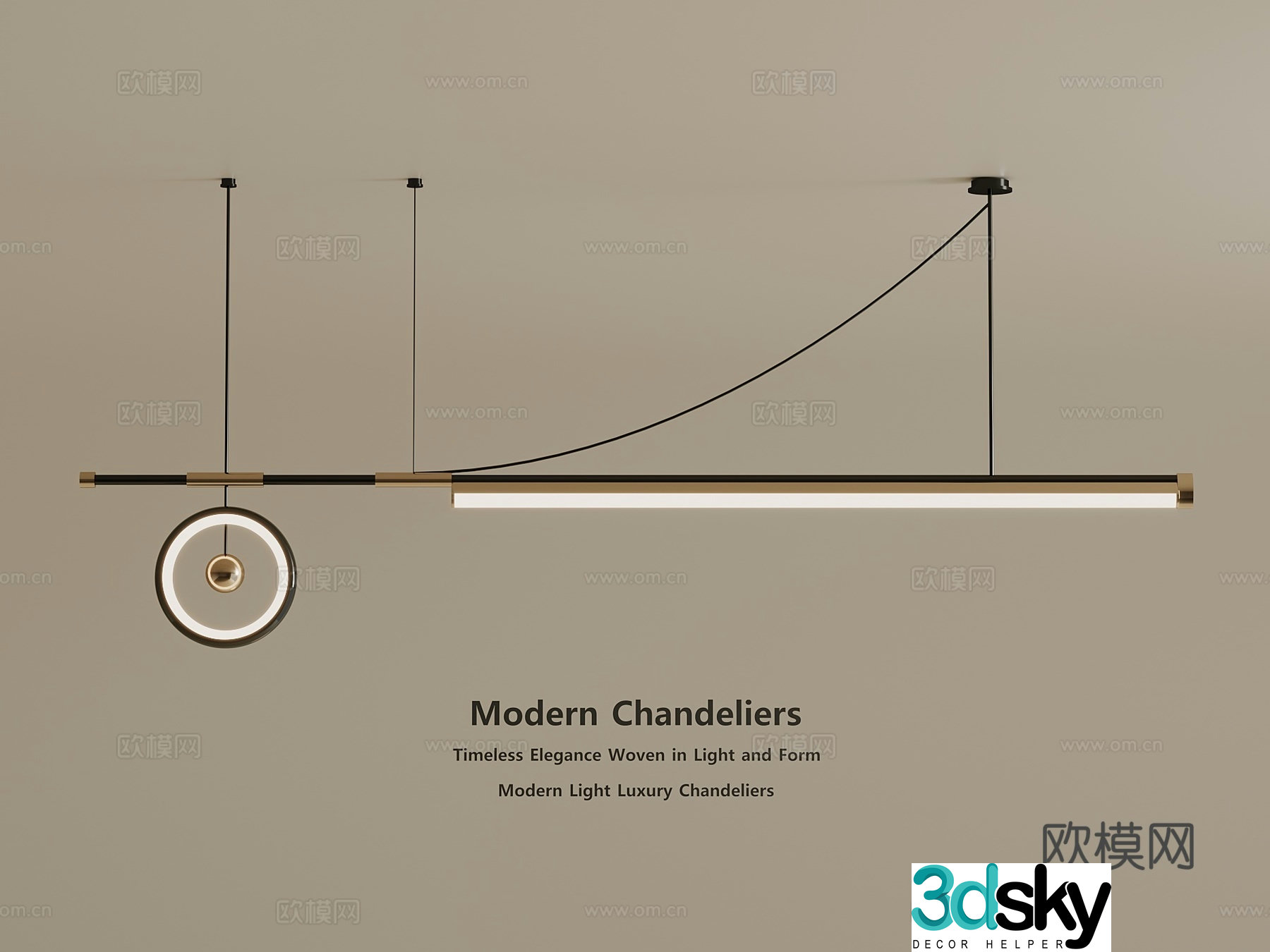 Light luxury Wasabi Chandelier Decorative Chandelier Art Chandelier Metal Chandelier Long Strip 3D Model