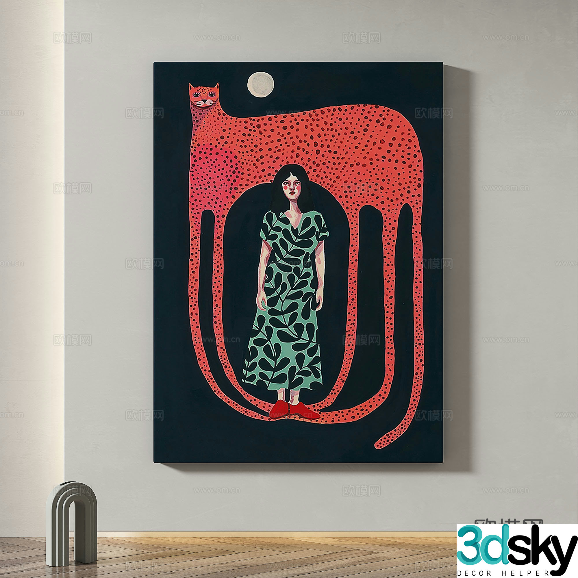 Modern simple abstract light luxury decorative painting 3d model