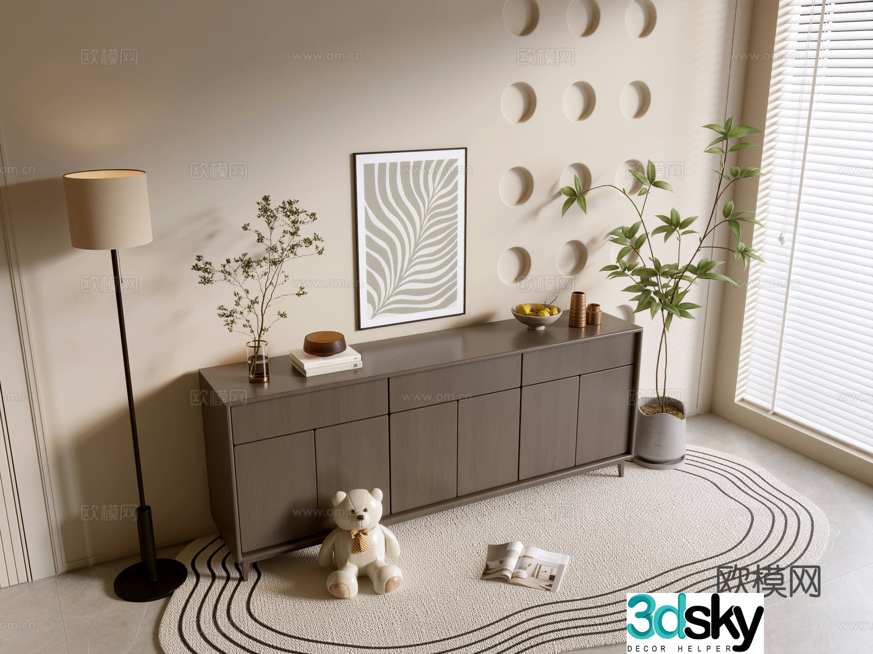 Modern wood grain cabinet ins wind minimalist wind cabinet whole cabinet sideboard balcony cabinet storage 3D model