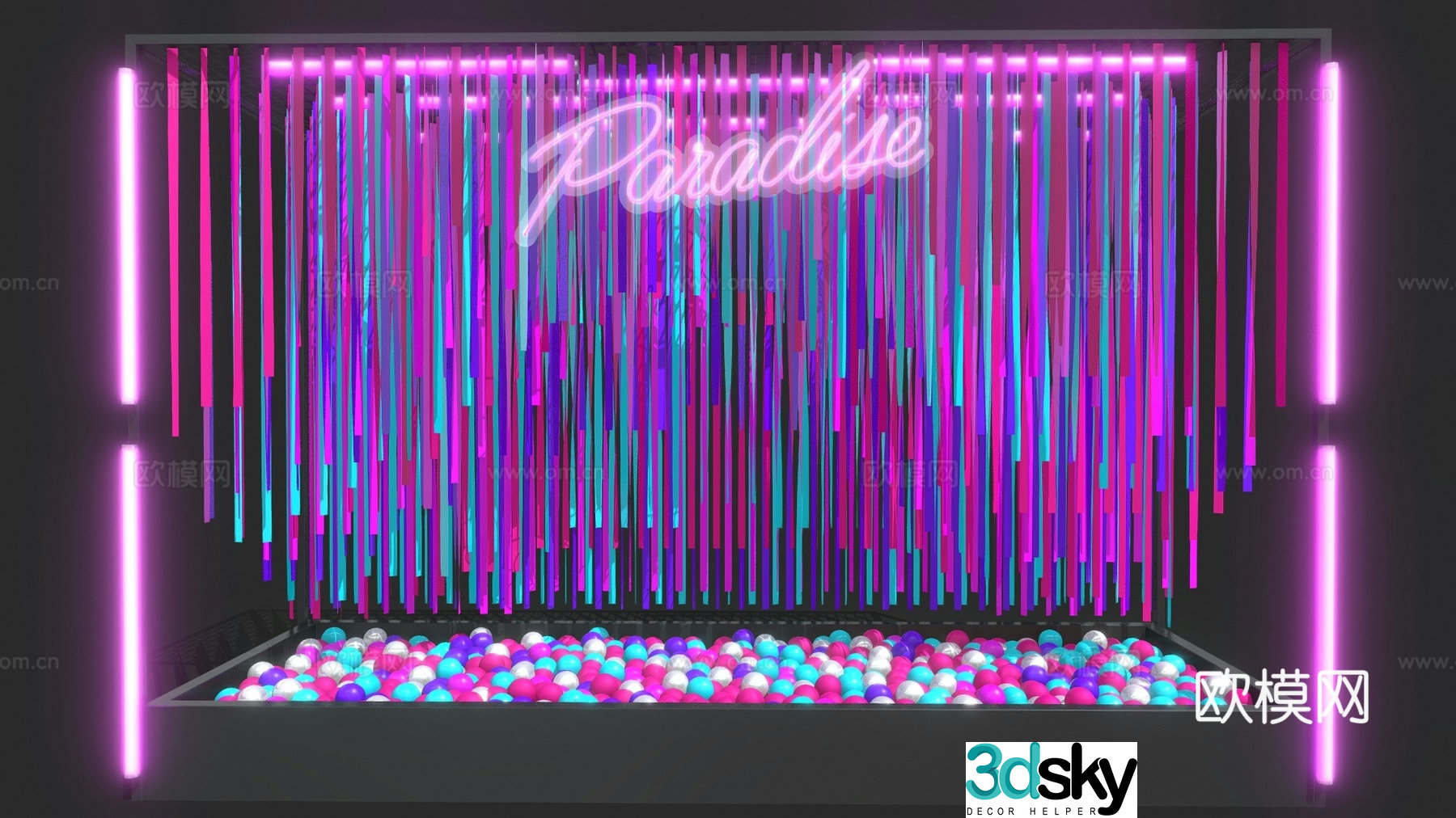 Modern activity door head commercial beautiful space group photo background wall check-in signature wall 3d model
