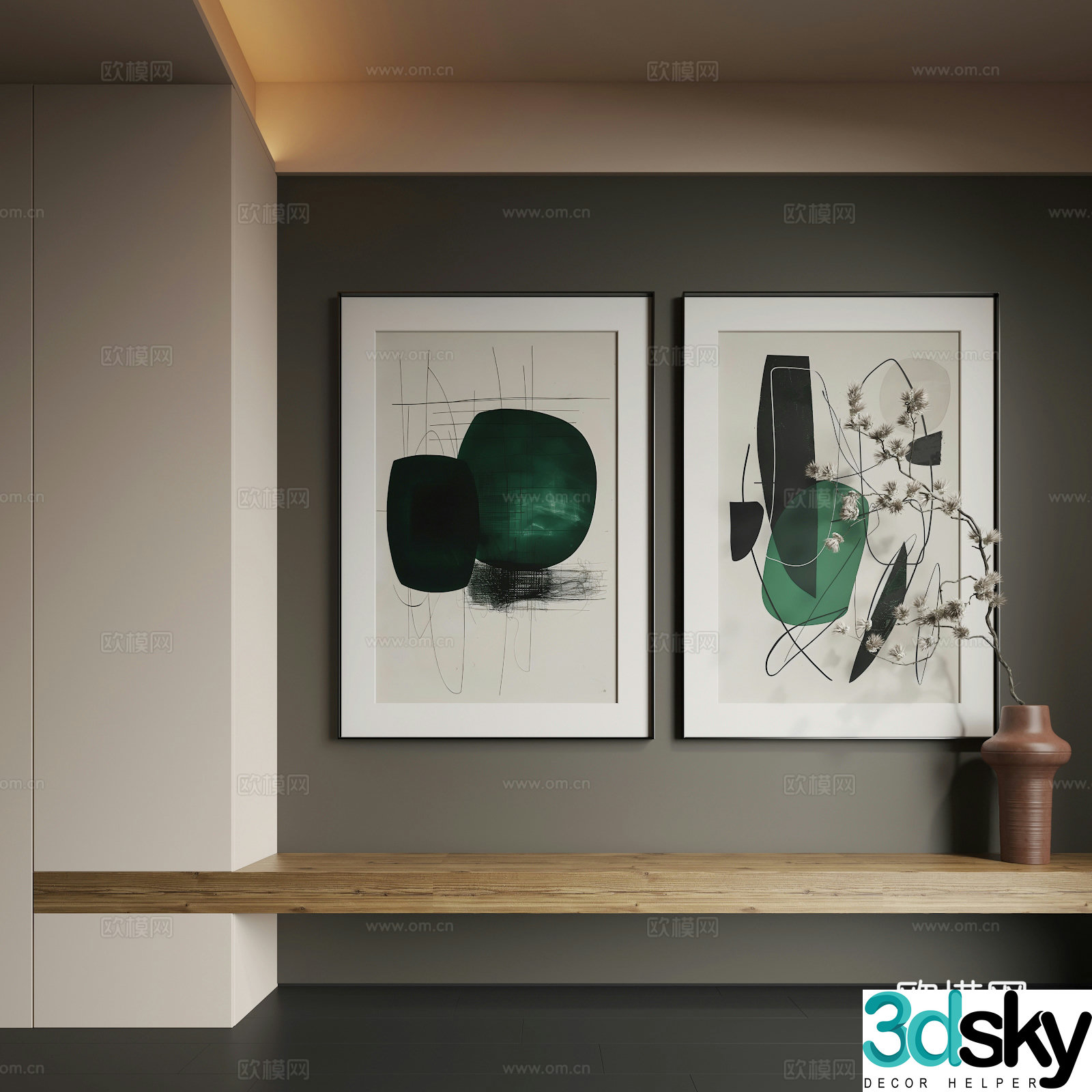 Modern hanging painting Modern abstract hanging painting Modern combination painting 3d model