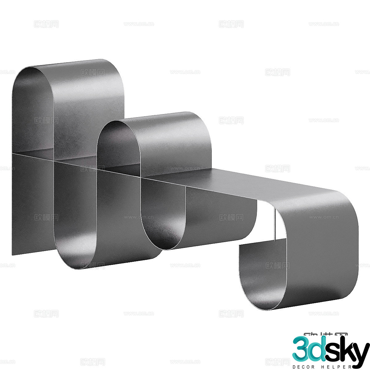 Modern Italian minimalist stainless steel entrance table 3D model