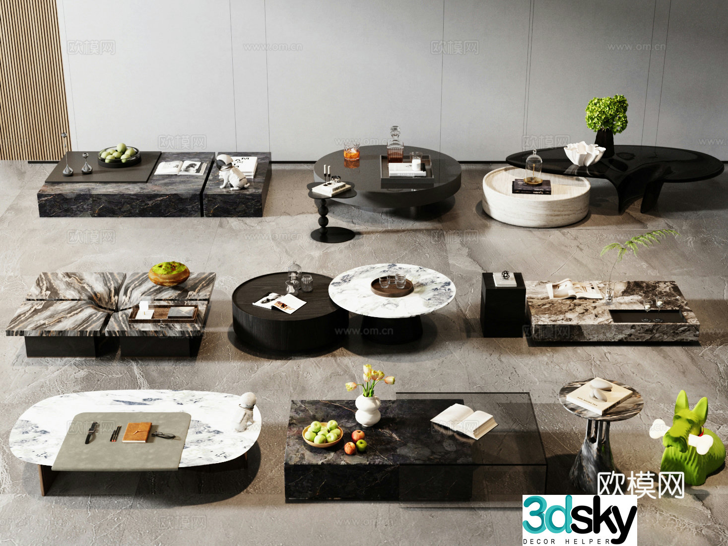 Modern light luxury tea table marble tea table round tea table square tea table mother-child tea table coffee table 3D model