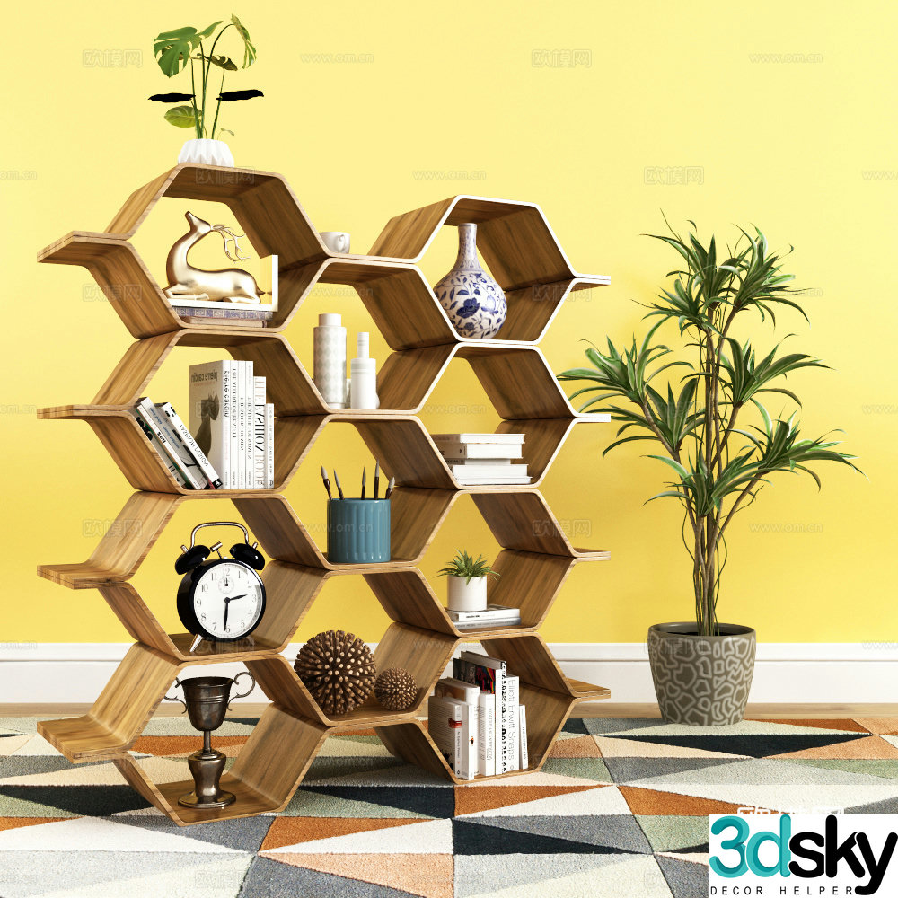 Modern bookshelf shelf 3d model