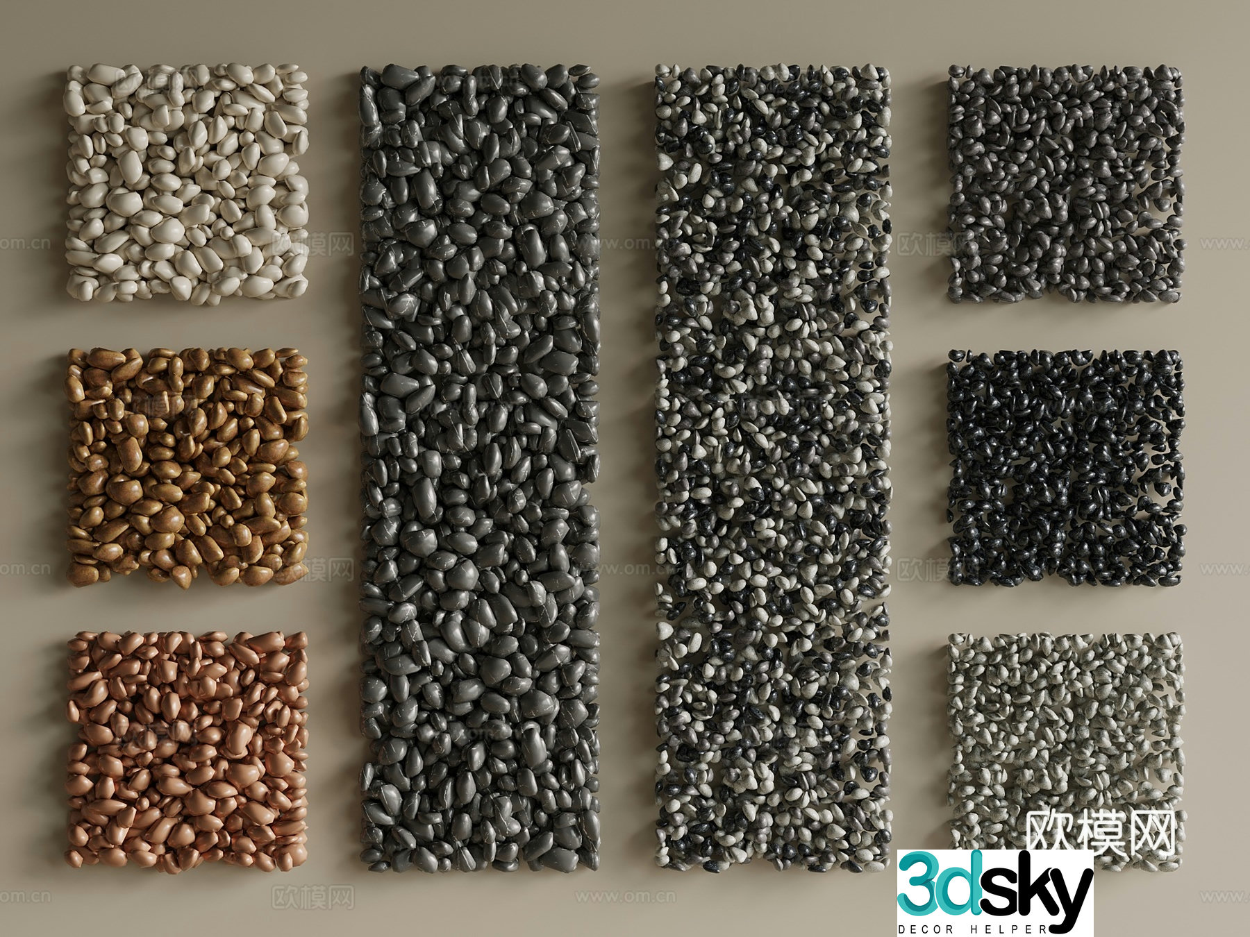 Modern New Chinese Stone Cobblestone Gravel 3D Model