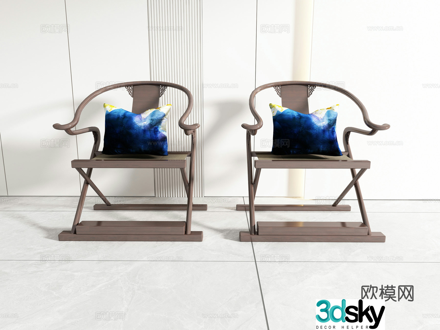 Chinese casual chair combination 3D model