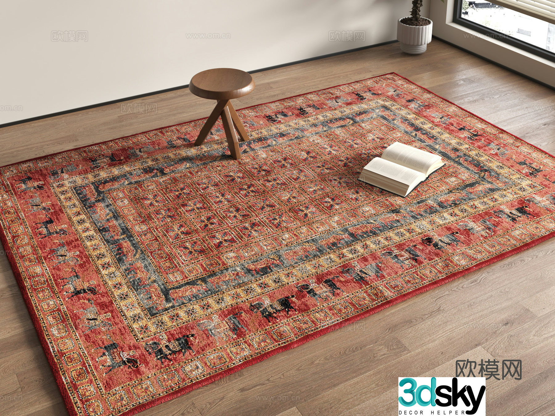 Retro carpet ethnic style carpet 3d model