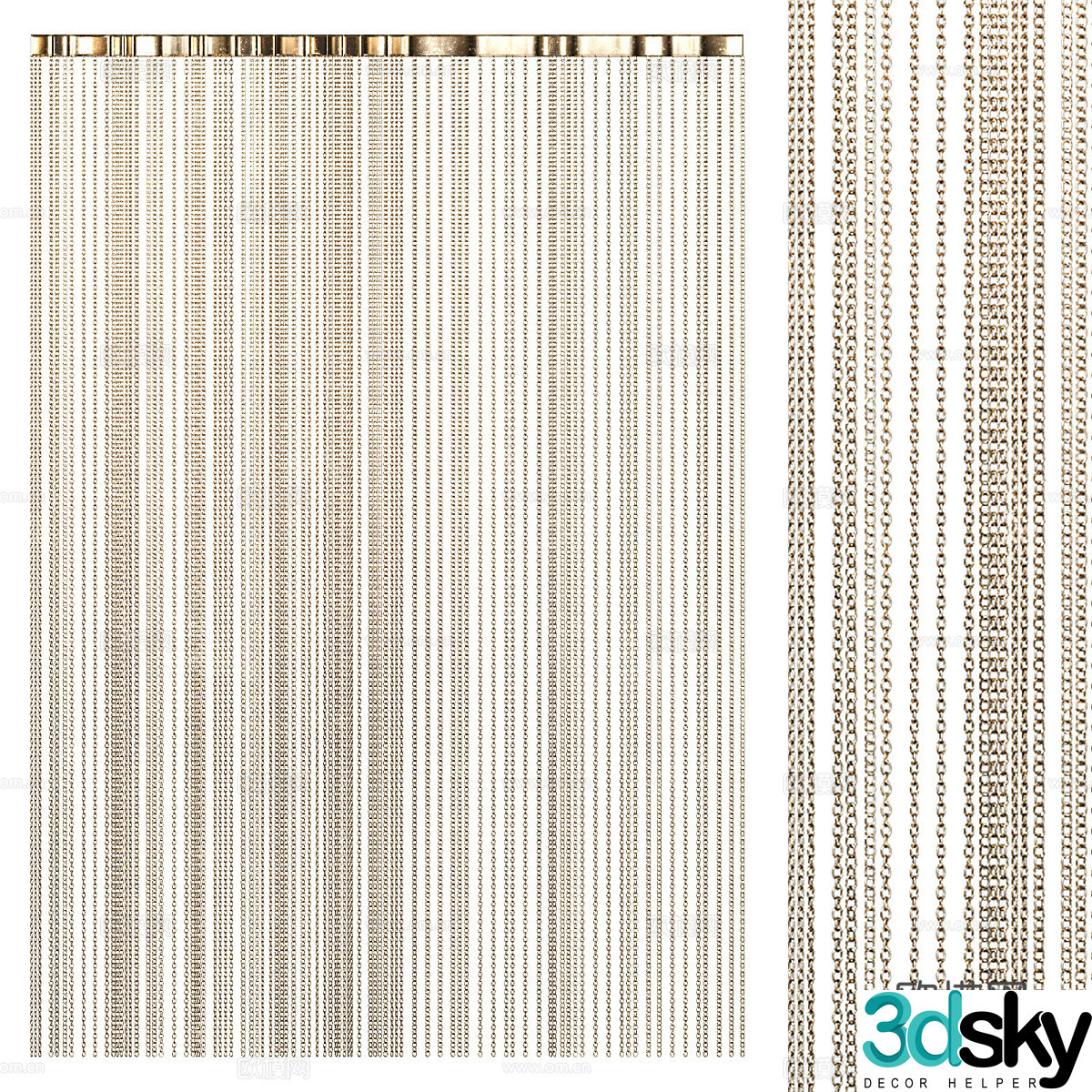 Modern light luxury chain hanging curtain metal door curtain wire curtain 3D model