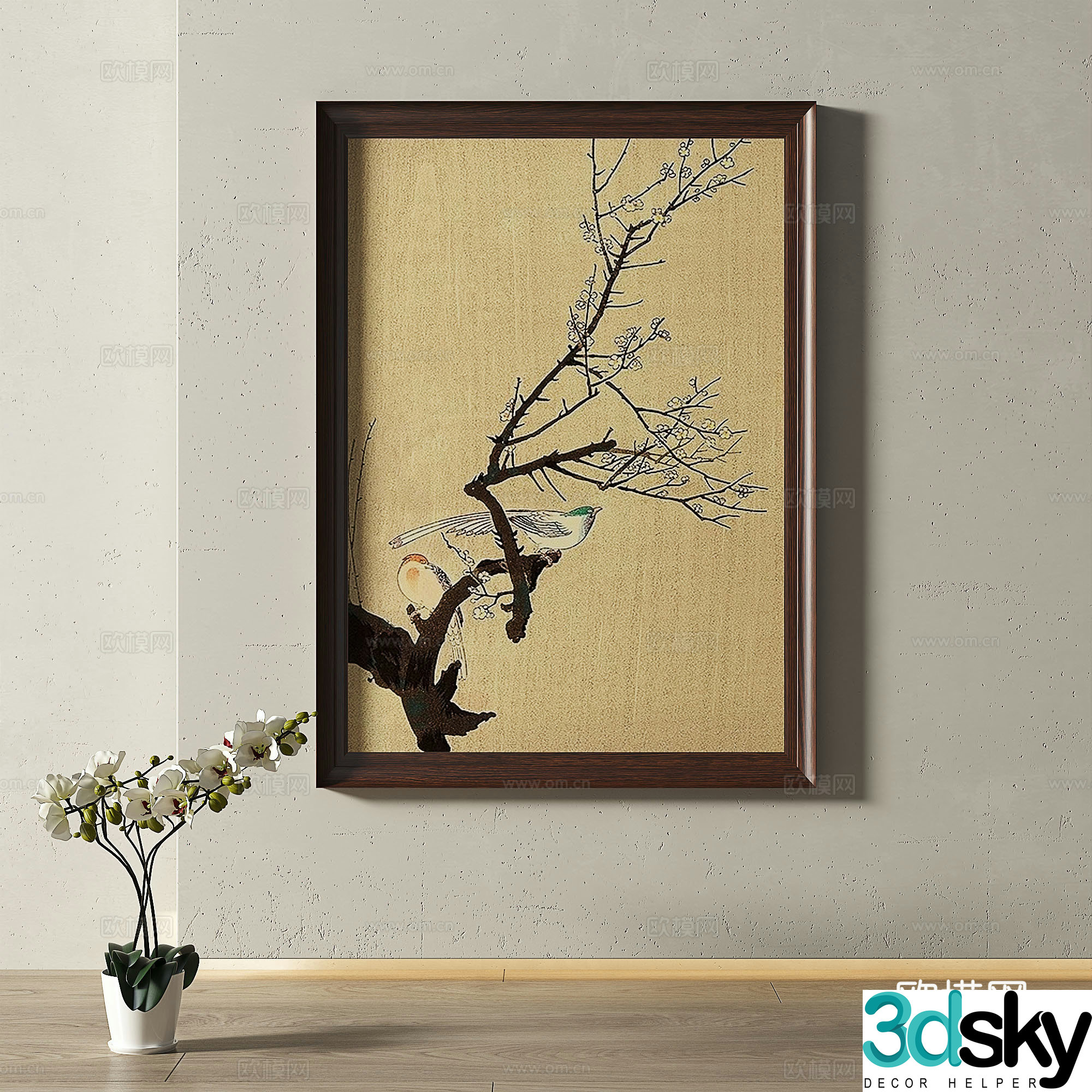 Retro medieval French modern light luxury simple decorative painting 3d model